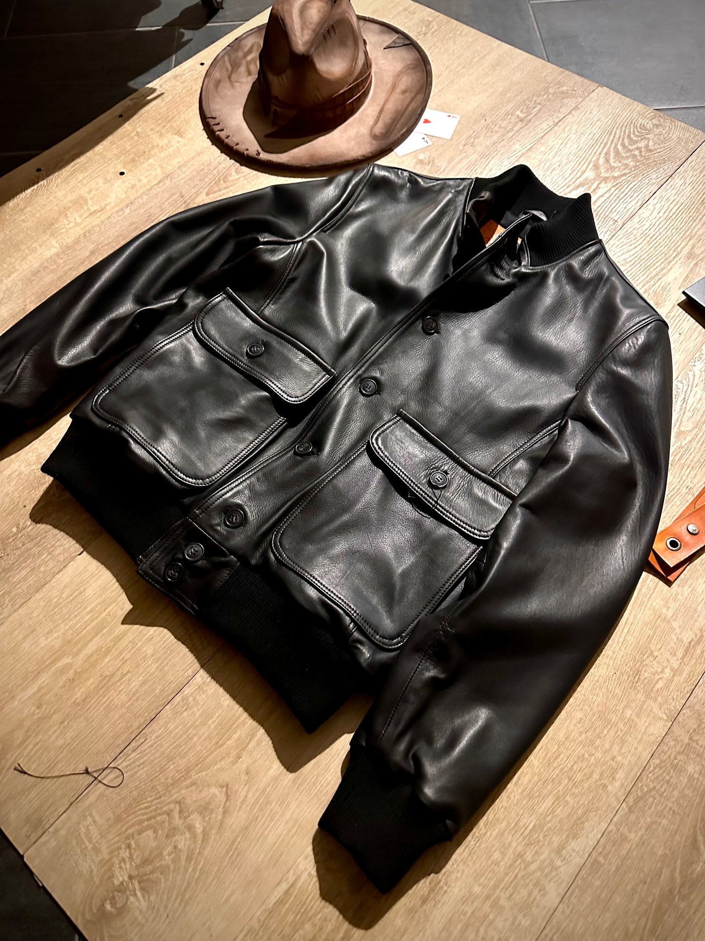 Blouson aviateur « Brera » en cuir d'agneau véritable extra doux