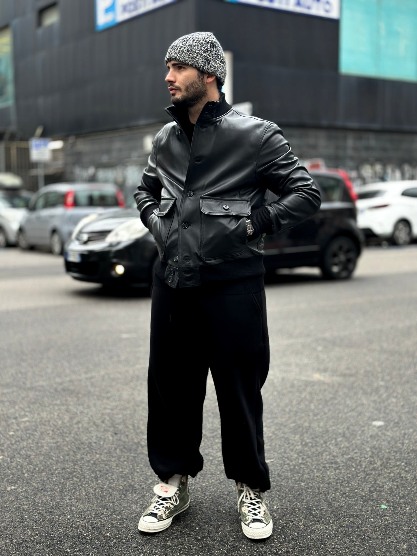 Blouson aviateur « Brera » en cuir d'agneau véritable extra doux