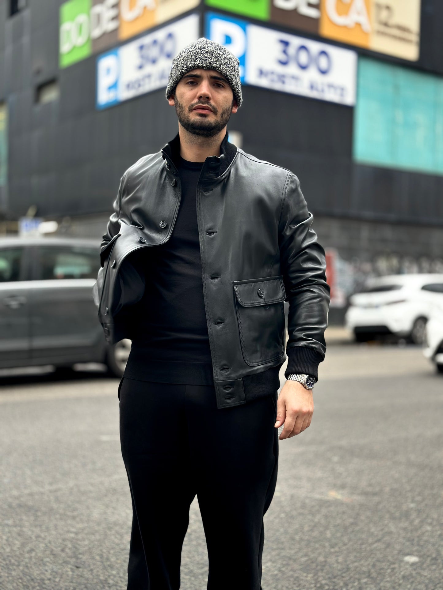 Blouson aviateur « Brera » en cuir d'agneau véritable extra doux