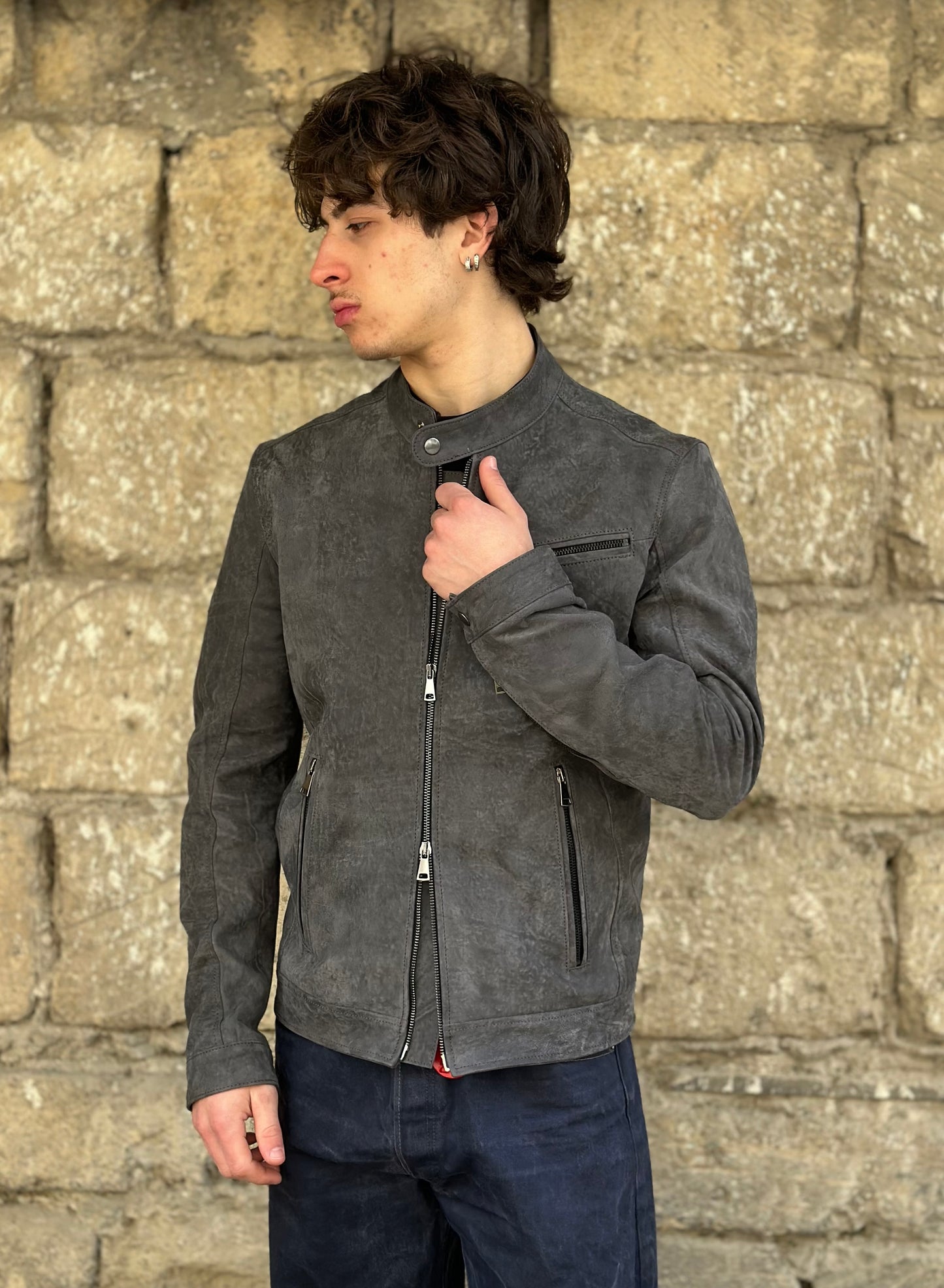 “Biker Rebel” grey brushed