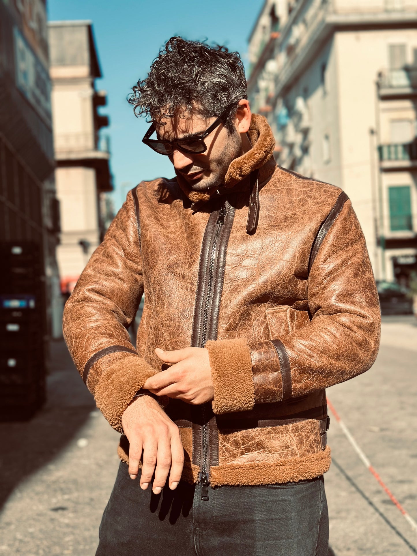 “Locatelli” Shearling with a worn-in crack effect