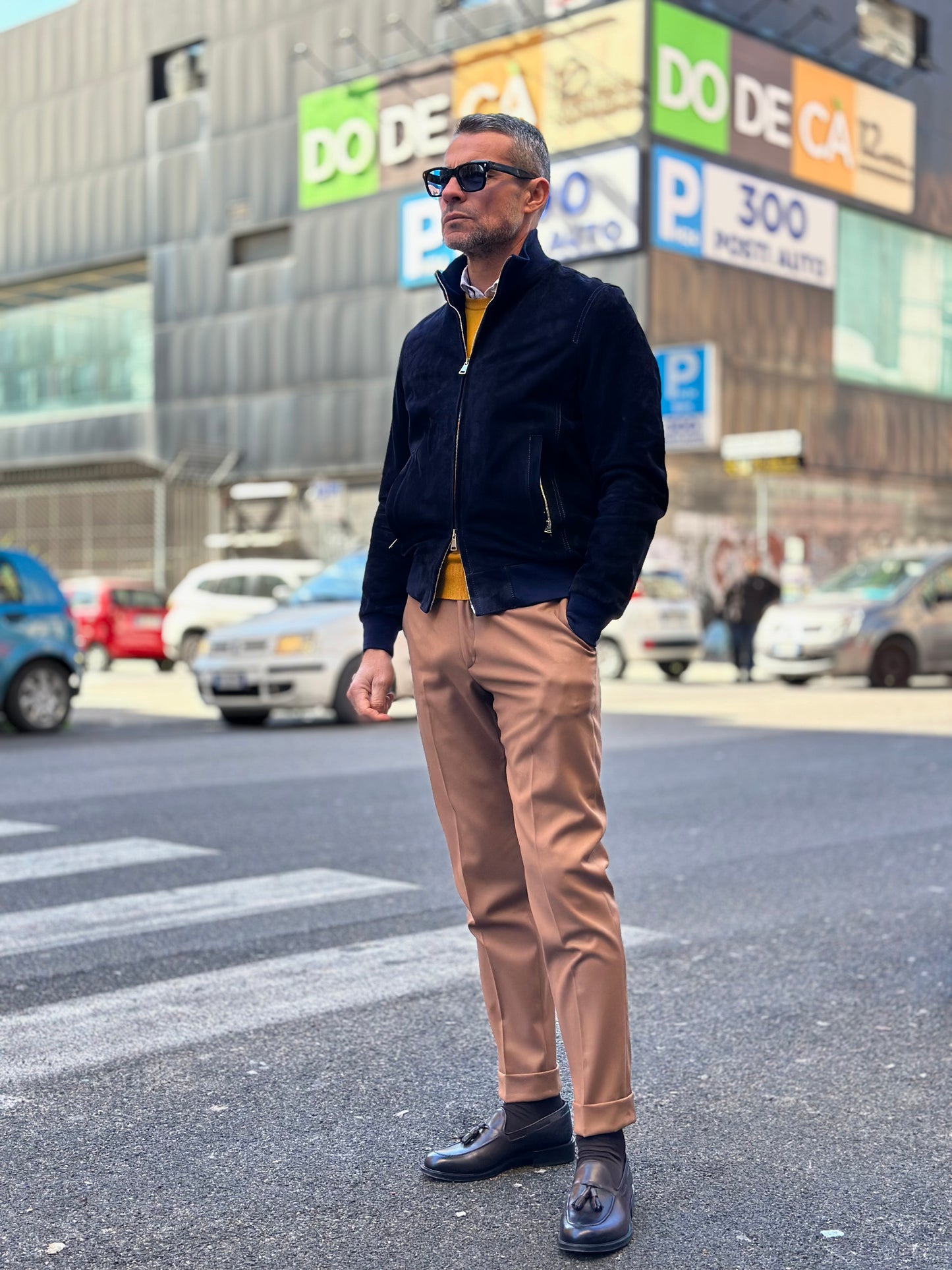 Blouson aviateur en daim « Brera » avec fermeture éclair