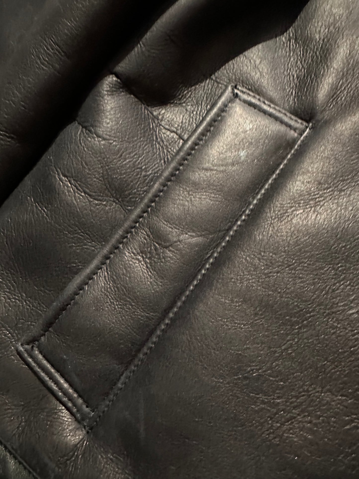 “Aviator Heritage Jacket” Black Sheepskin with White Fur