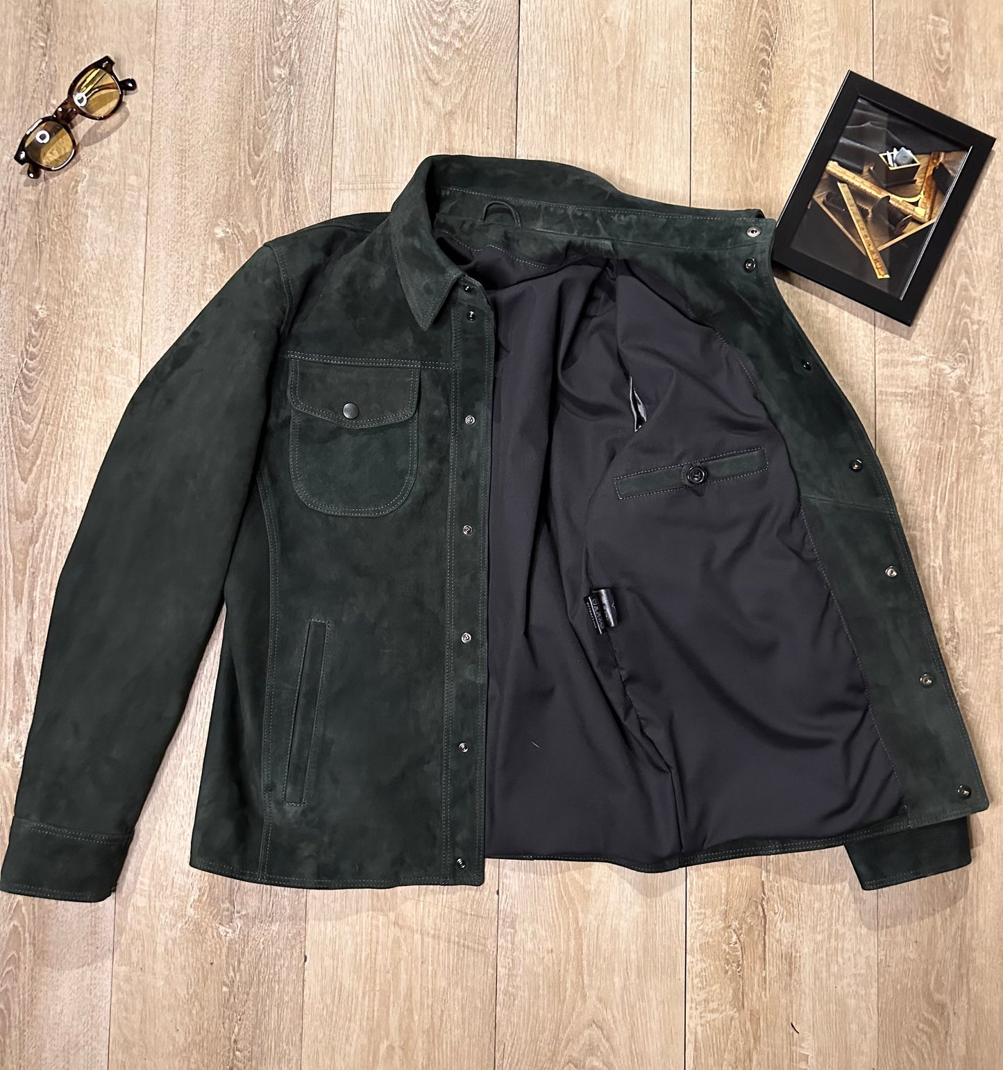 “Versante” petrol suede shirt jacket