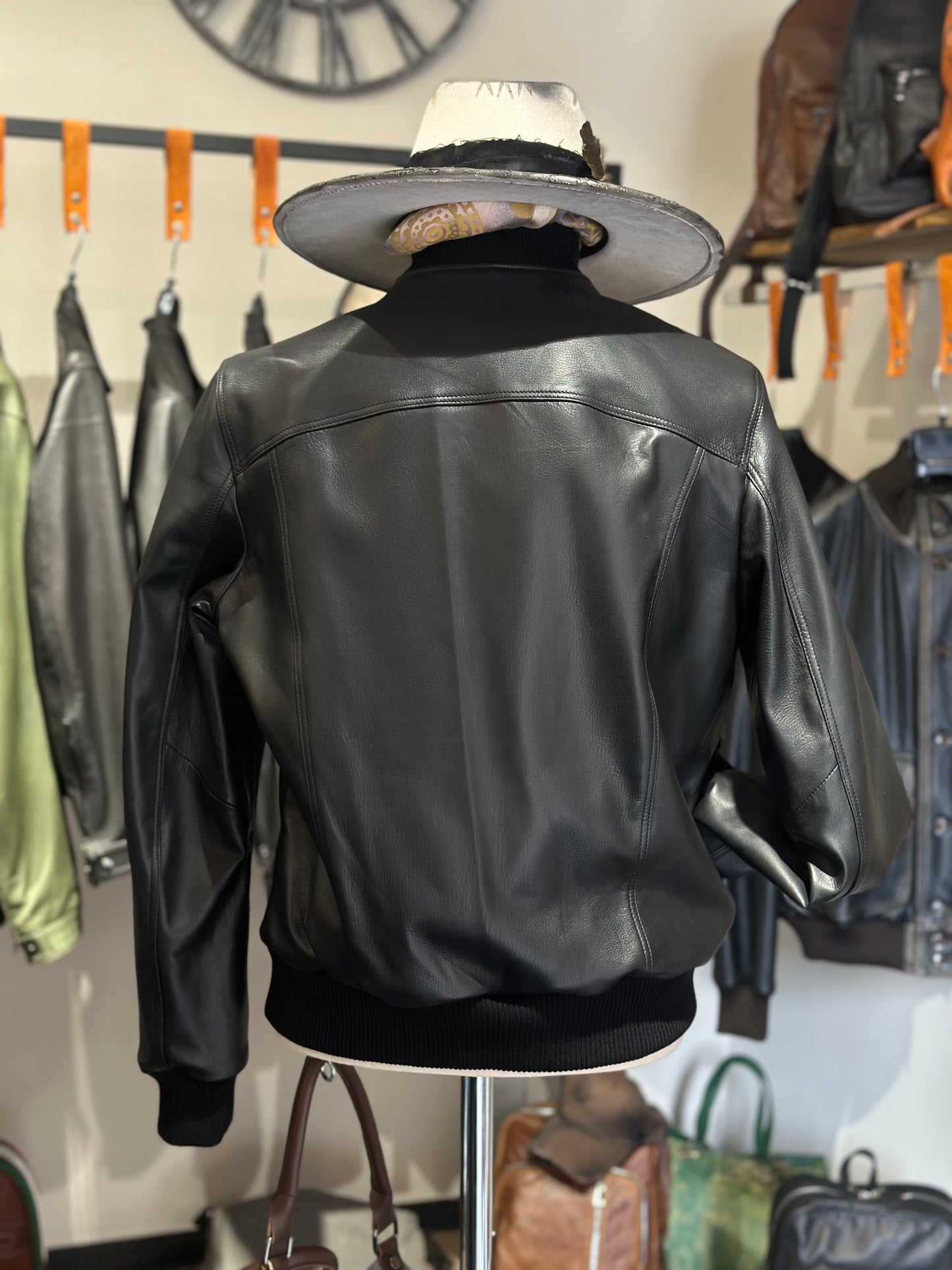 Blouson aviateur « Brera » en cuir d'agneau véritable extra doux
