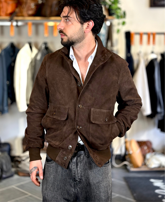 “Brera” in dark brown suede spring-summer