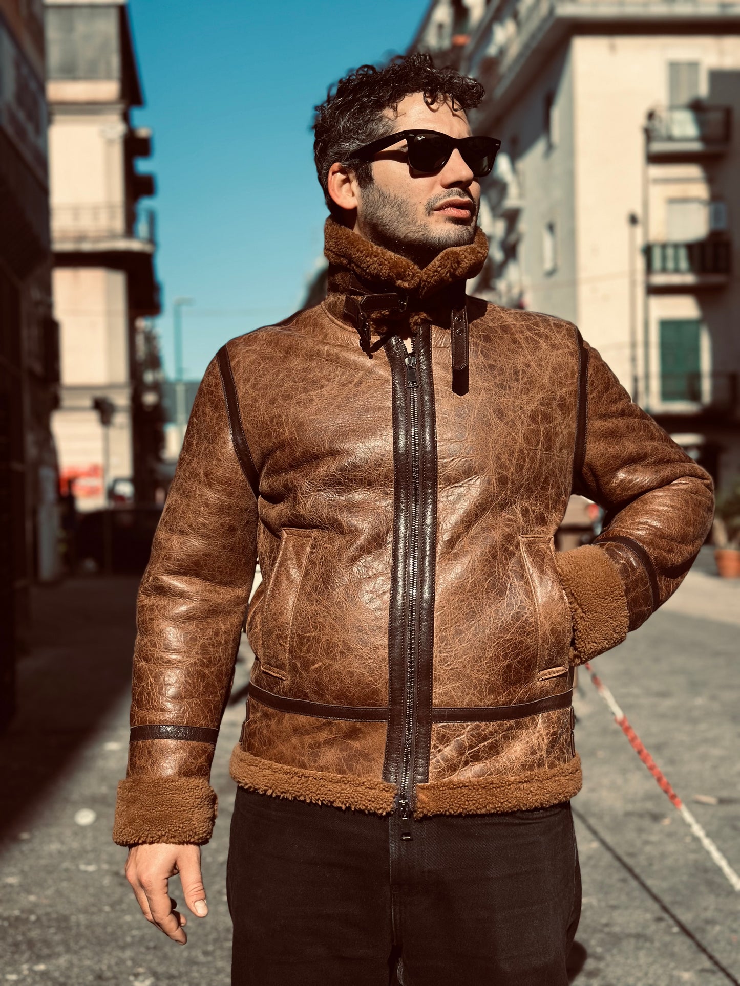 “Locatelli” Shearling with a worn-in crack effect