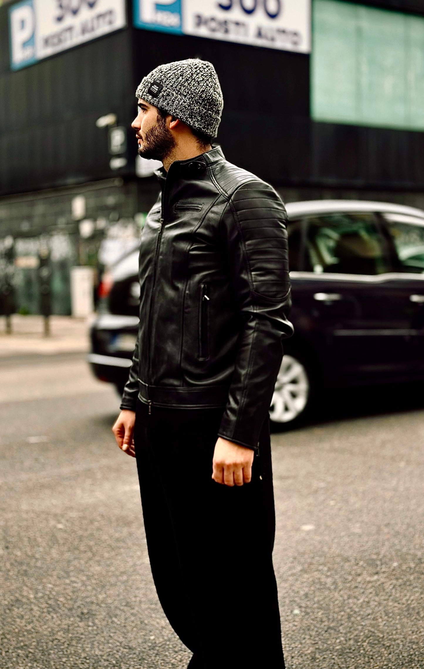 “Stallion” biker jacket in extra-soft lambskin