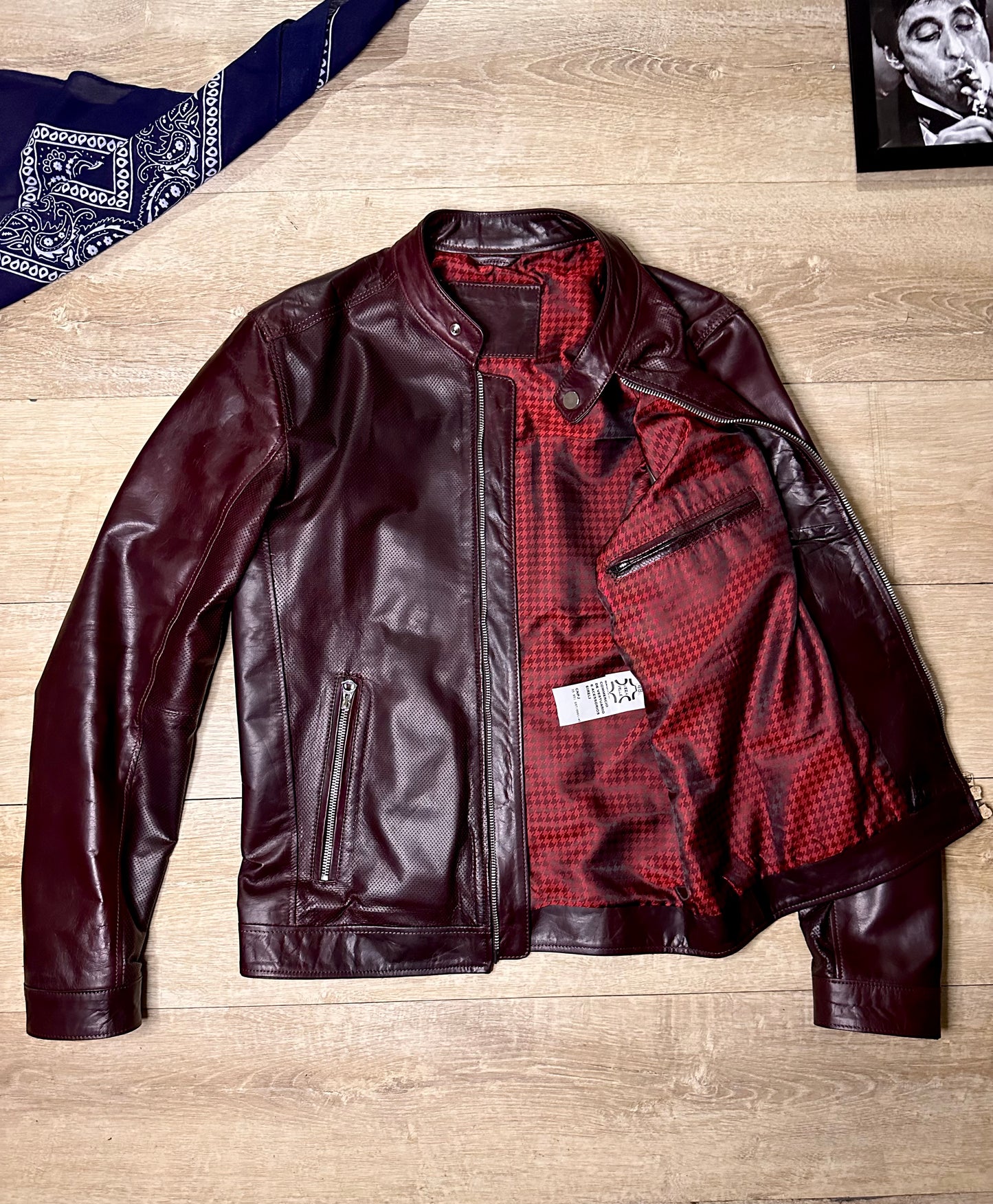 “Biker Rebel” Perforated burgundy