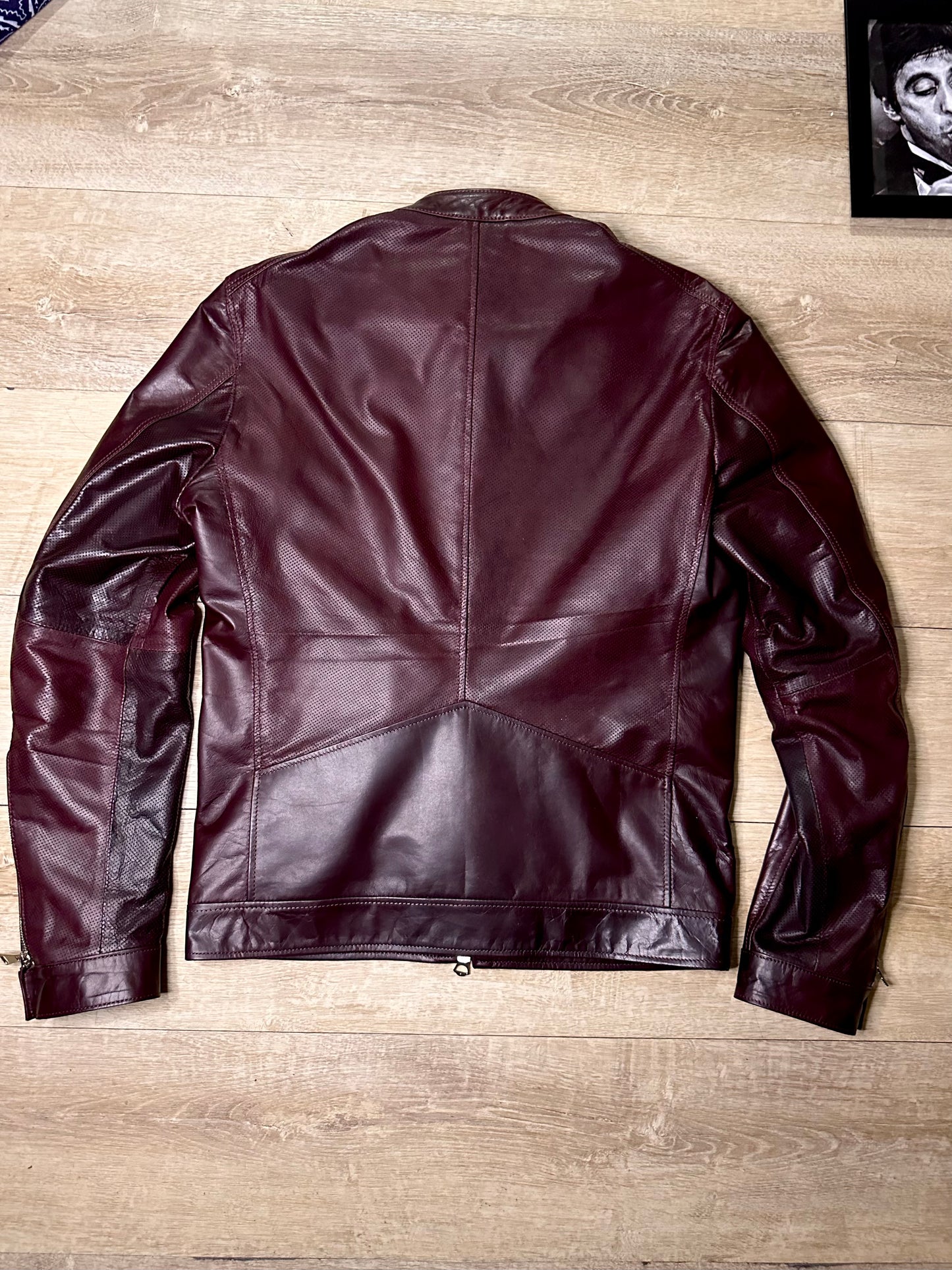 “Biker Rebel” Perforated burgundy