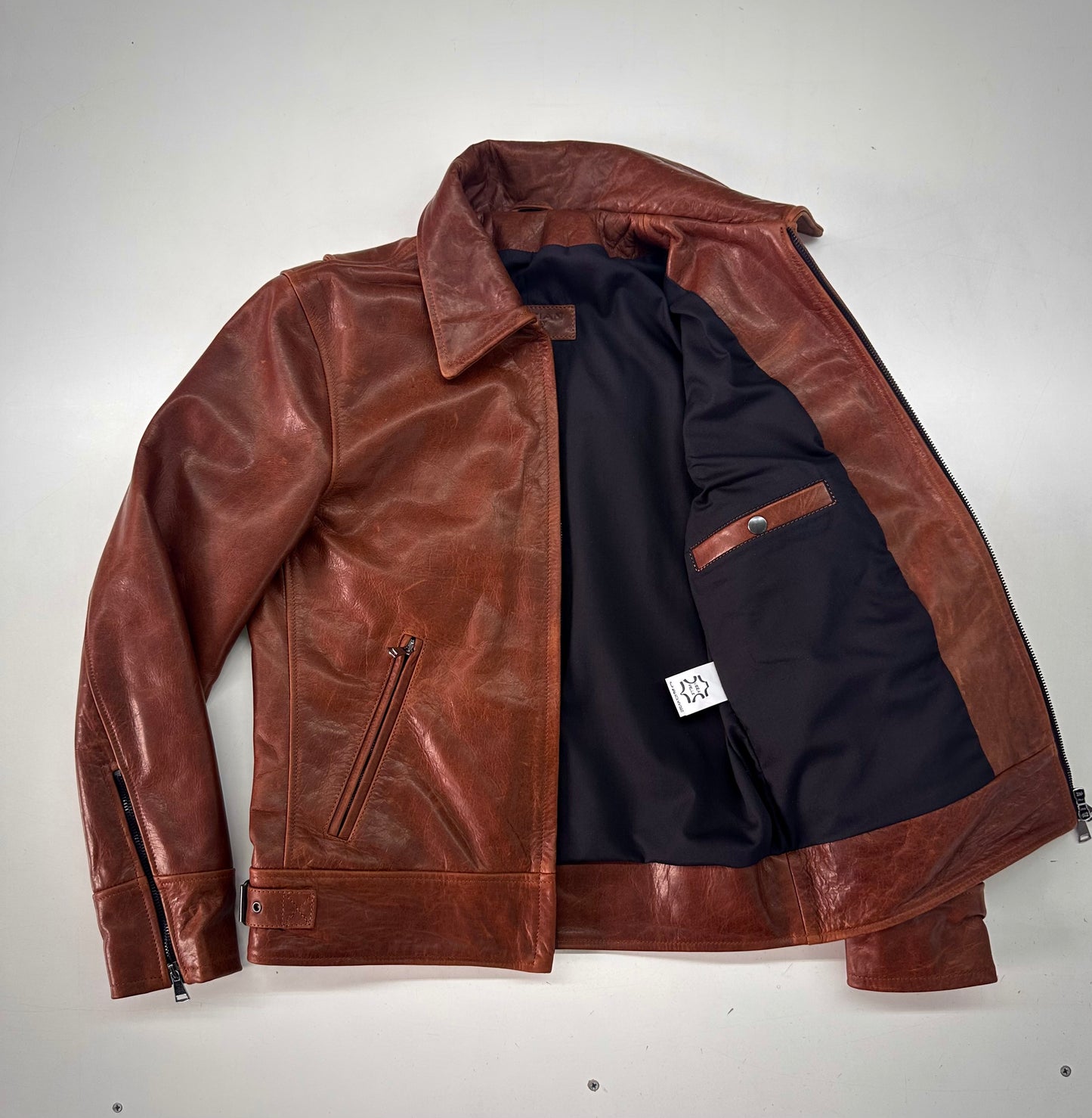 Giacca biker in pelle uomo "Heritage Rider" — vitello pull up