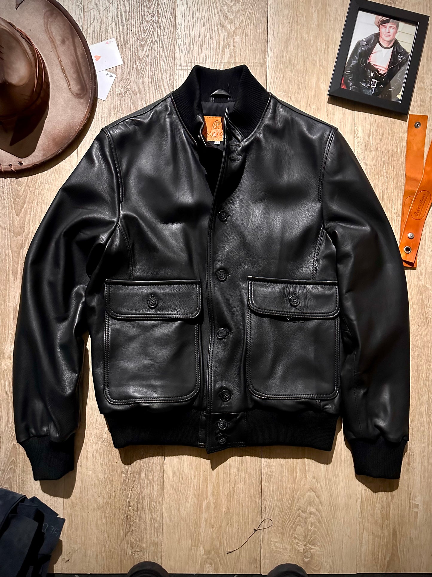 Blouson aviateur « Brera » en cuir d'agneau véritable extra doux
