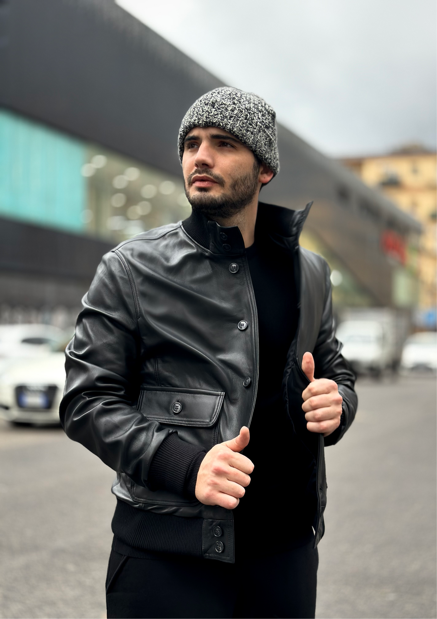 Blouson aviateur « Brera » en cuir d'agneau véritable extra doux