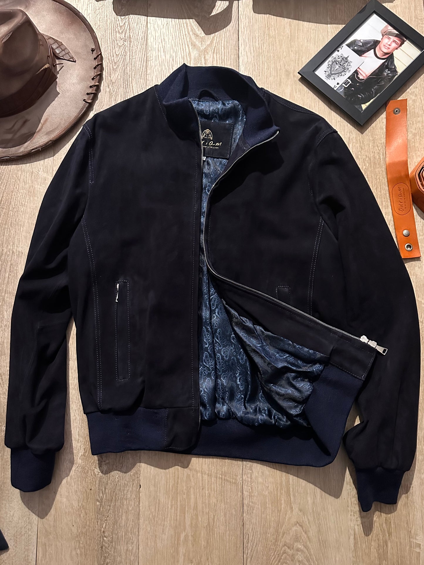 Blouson aviateur en daim « Brera » avec fermeture éclair