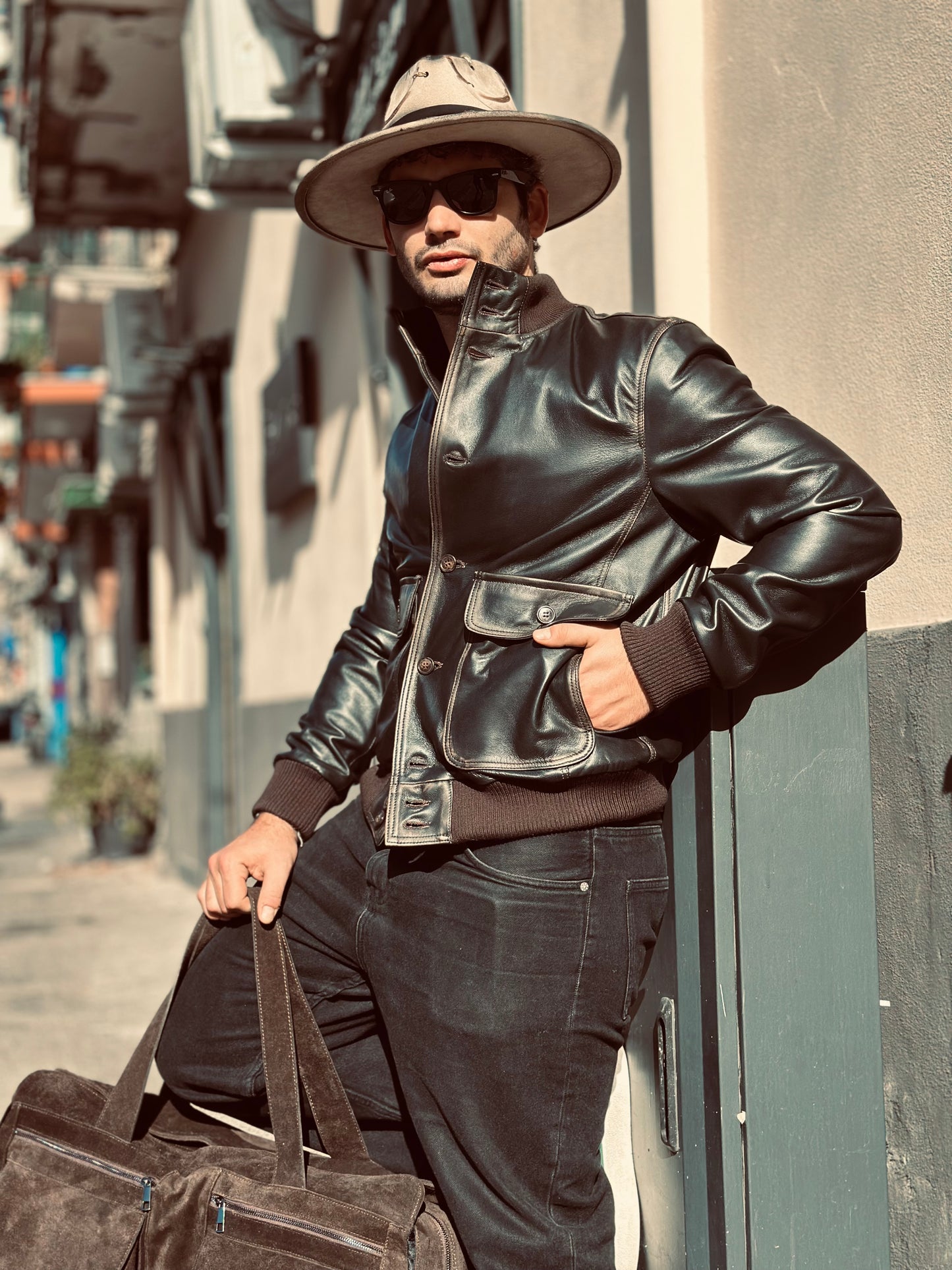 Blouson aviateur « Brera » avec boutons effet vintage