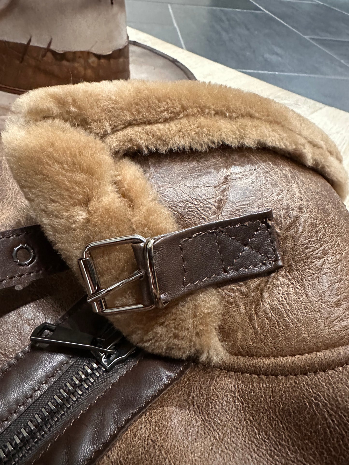 Blouson aviateur en peau lainée pour femme « Locatelli »