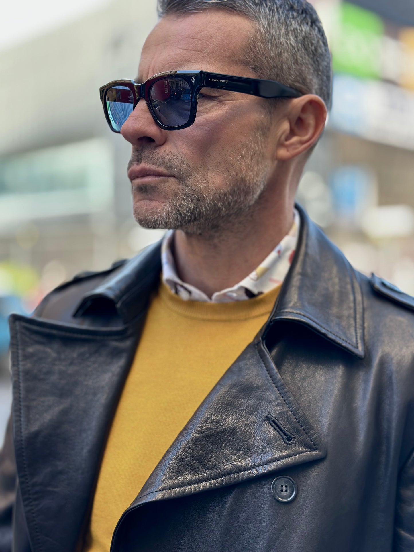 “Heritage Trench” trench coat in washed leather