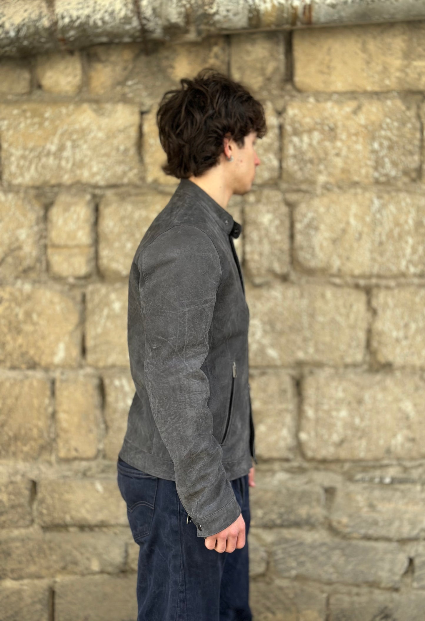 “Biker Rebel” grey brushed