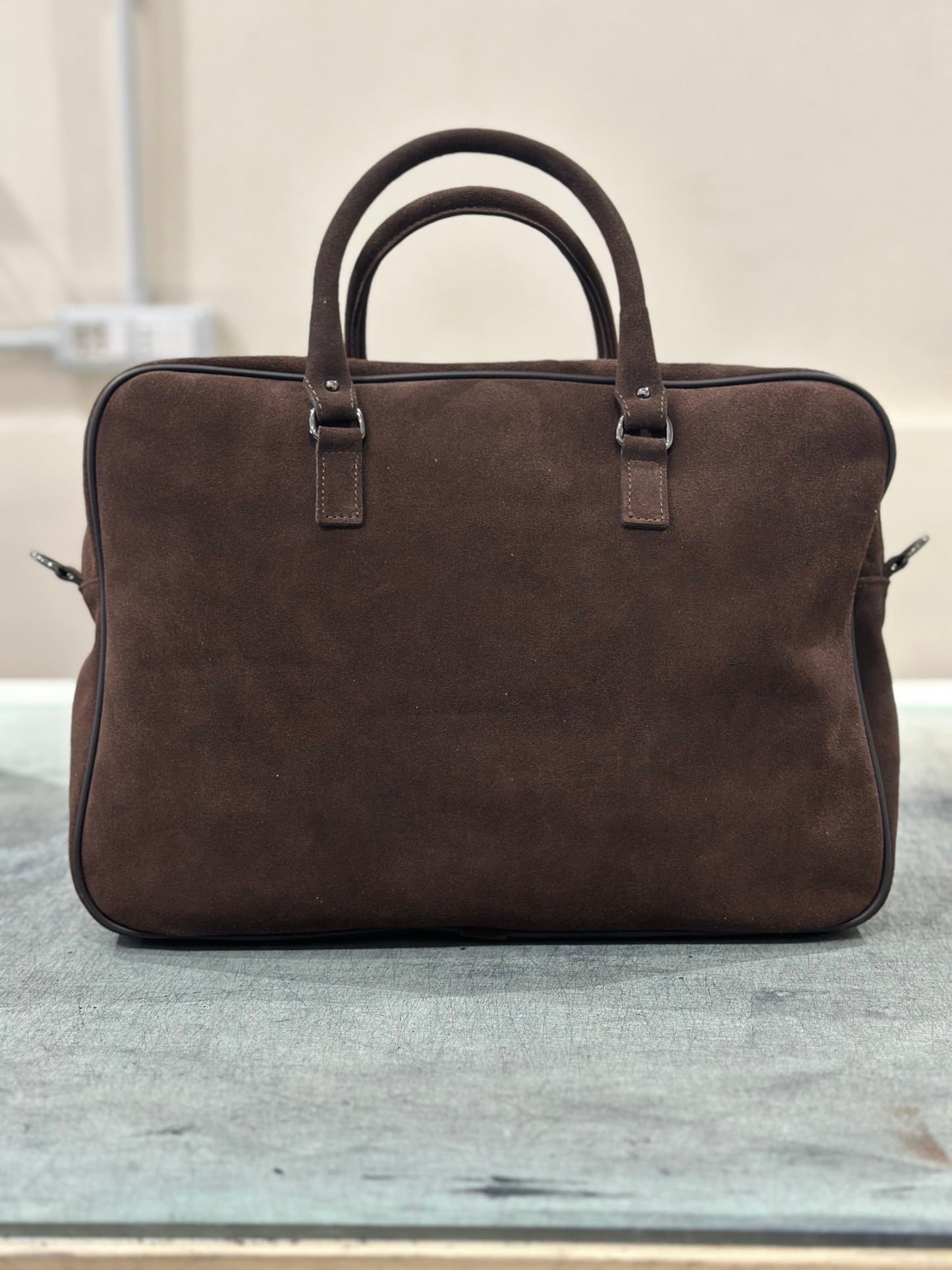 The Odriam Dark Brown Suede Briefcase Bag
