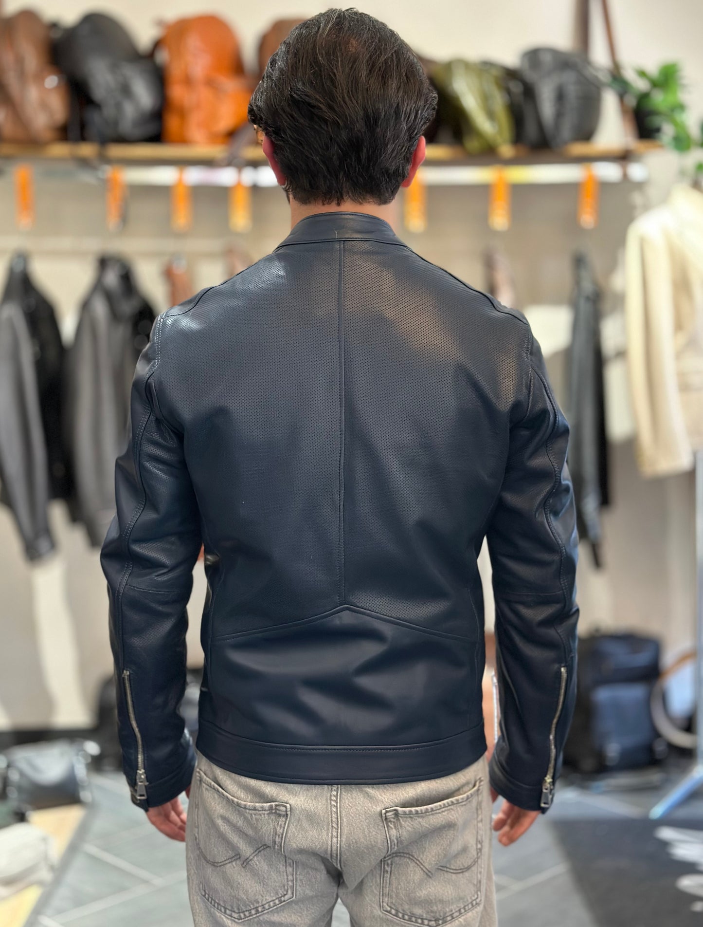 “Biker Rebel” Dark Blue Perforated