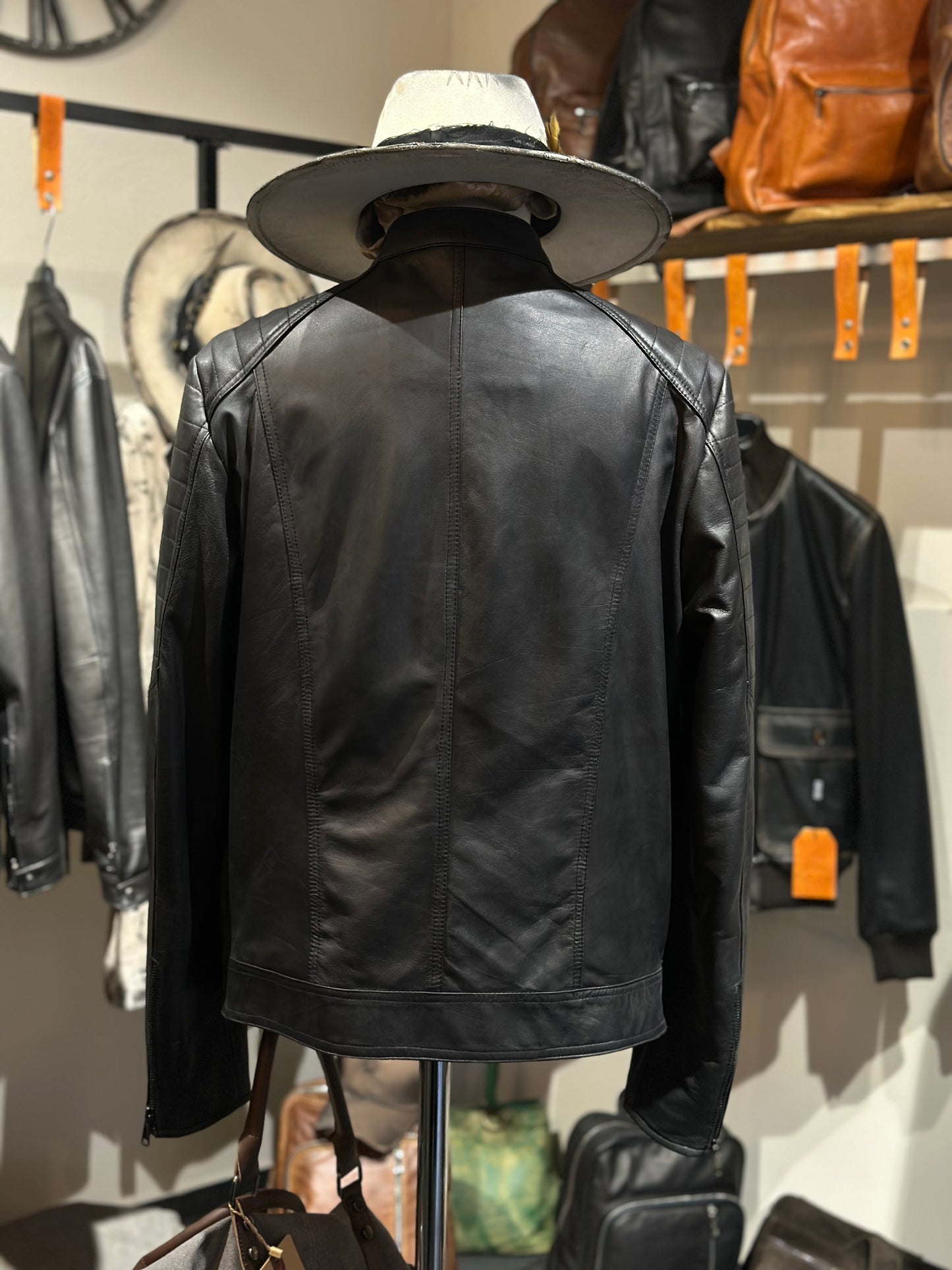 “Stallion” biker jacket in extra-soft lambskin