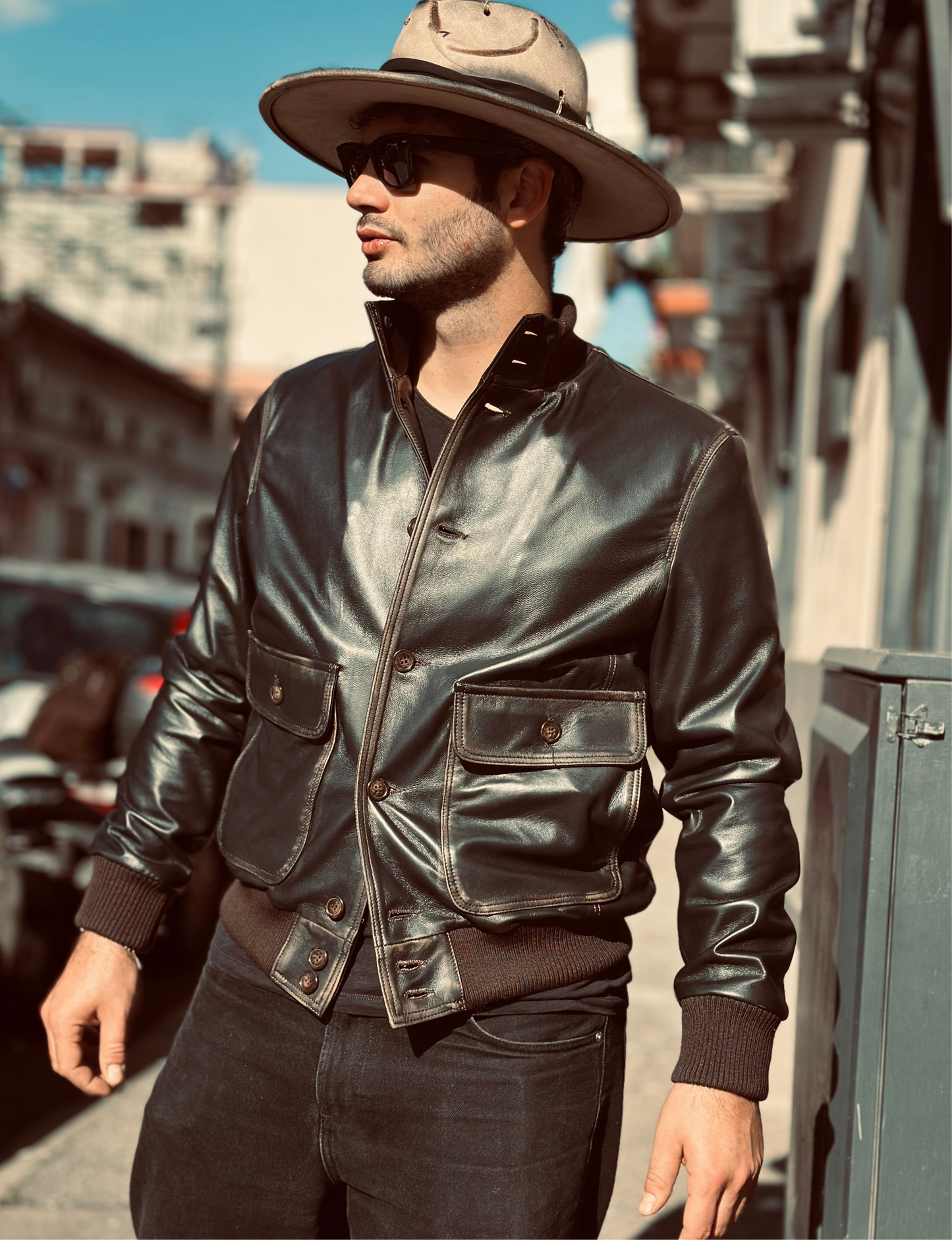Blouson aviateur « Brera » avec boutons effet vintage