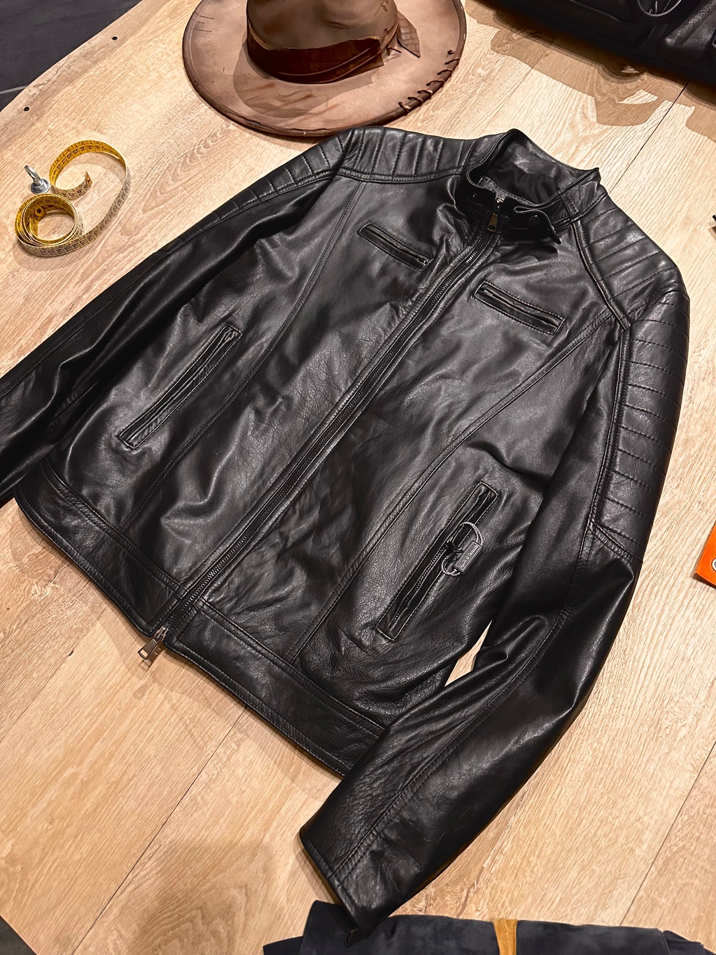 “Stallion” biker jacket in extra-soft lambskin