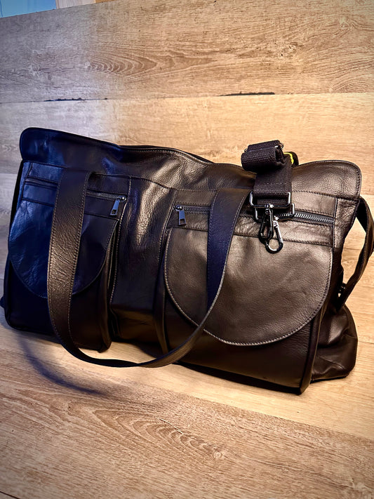 “Prestige 5-Pocket Leather Duffel Bag”