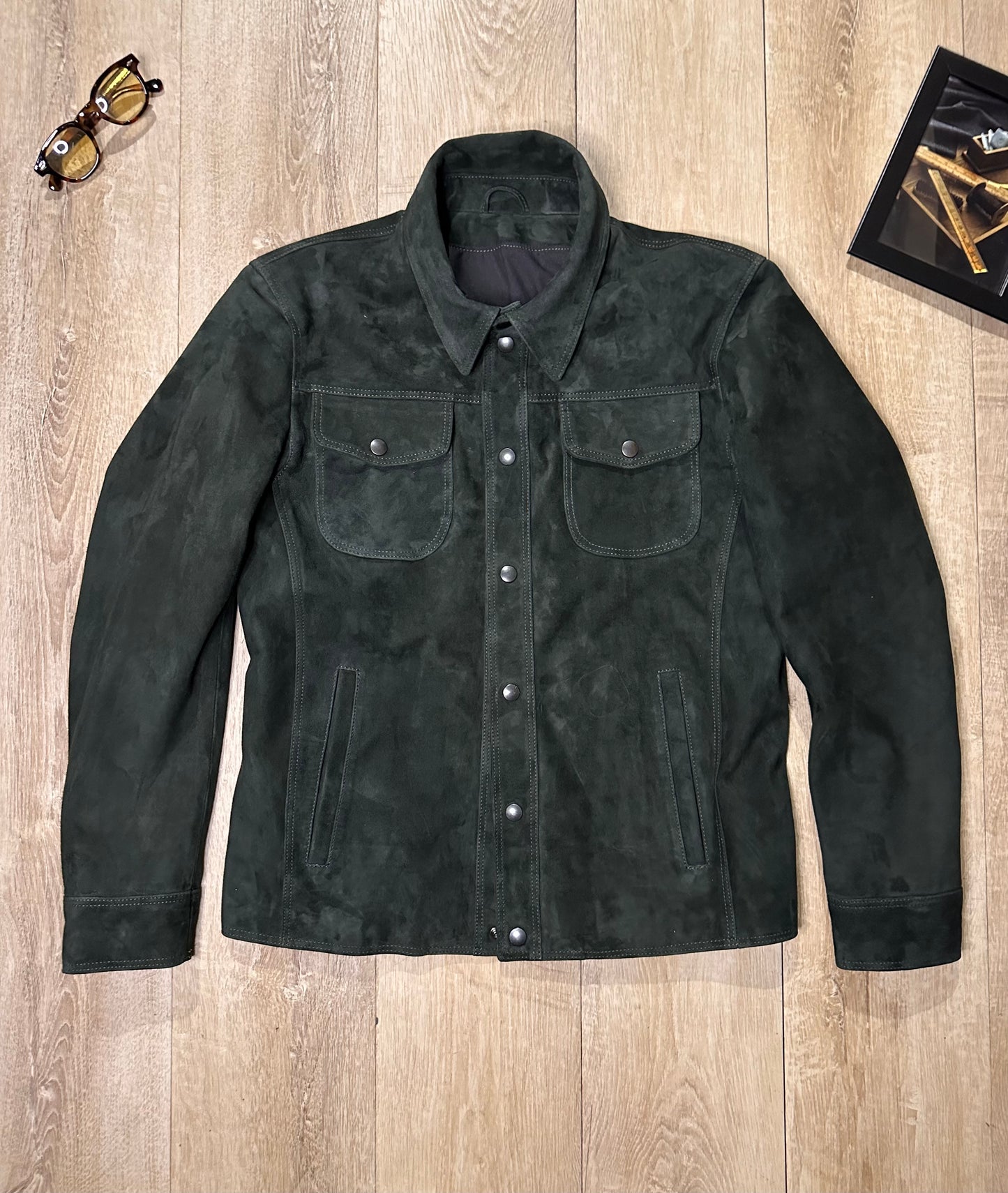 “Versante” petrol suede shirt jacket