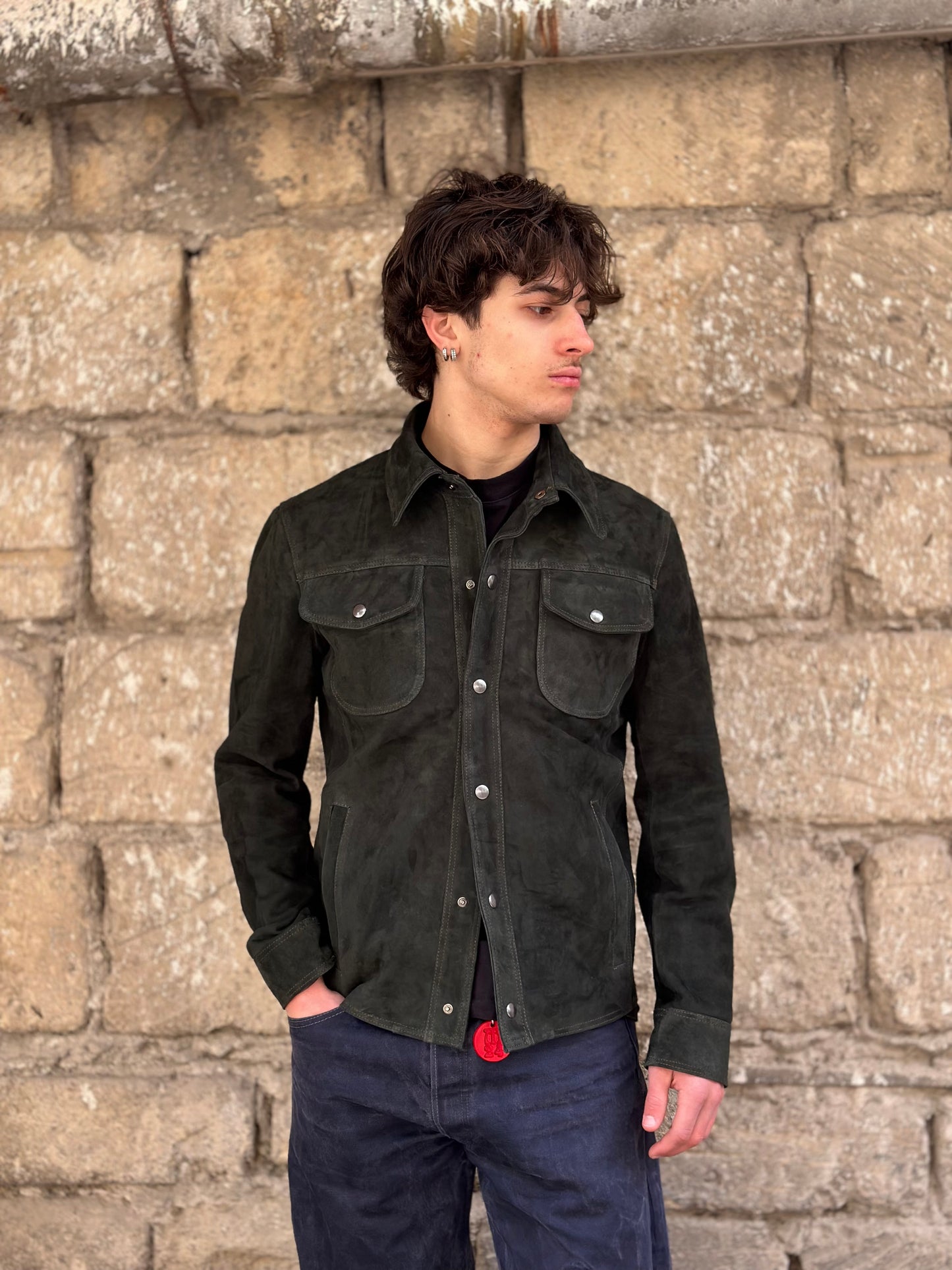 “Versante” petrol suede shirt jacket