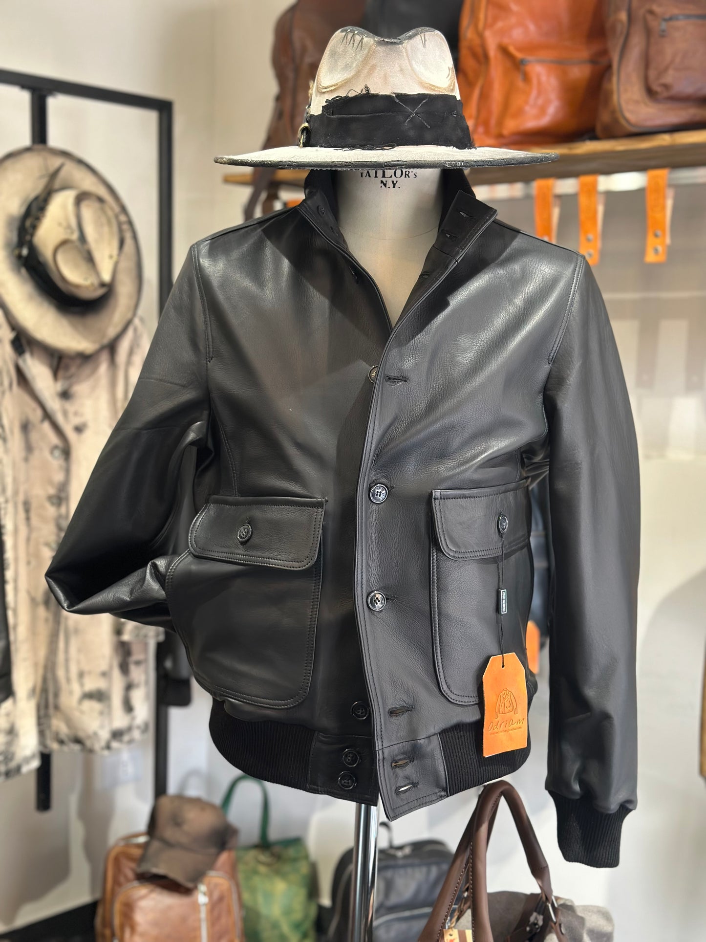 Blouson aviateur « Brera » en cuir d'agneau véritable extra doux