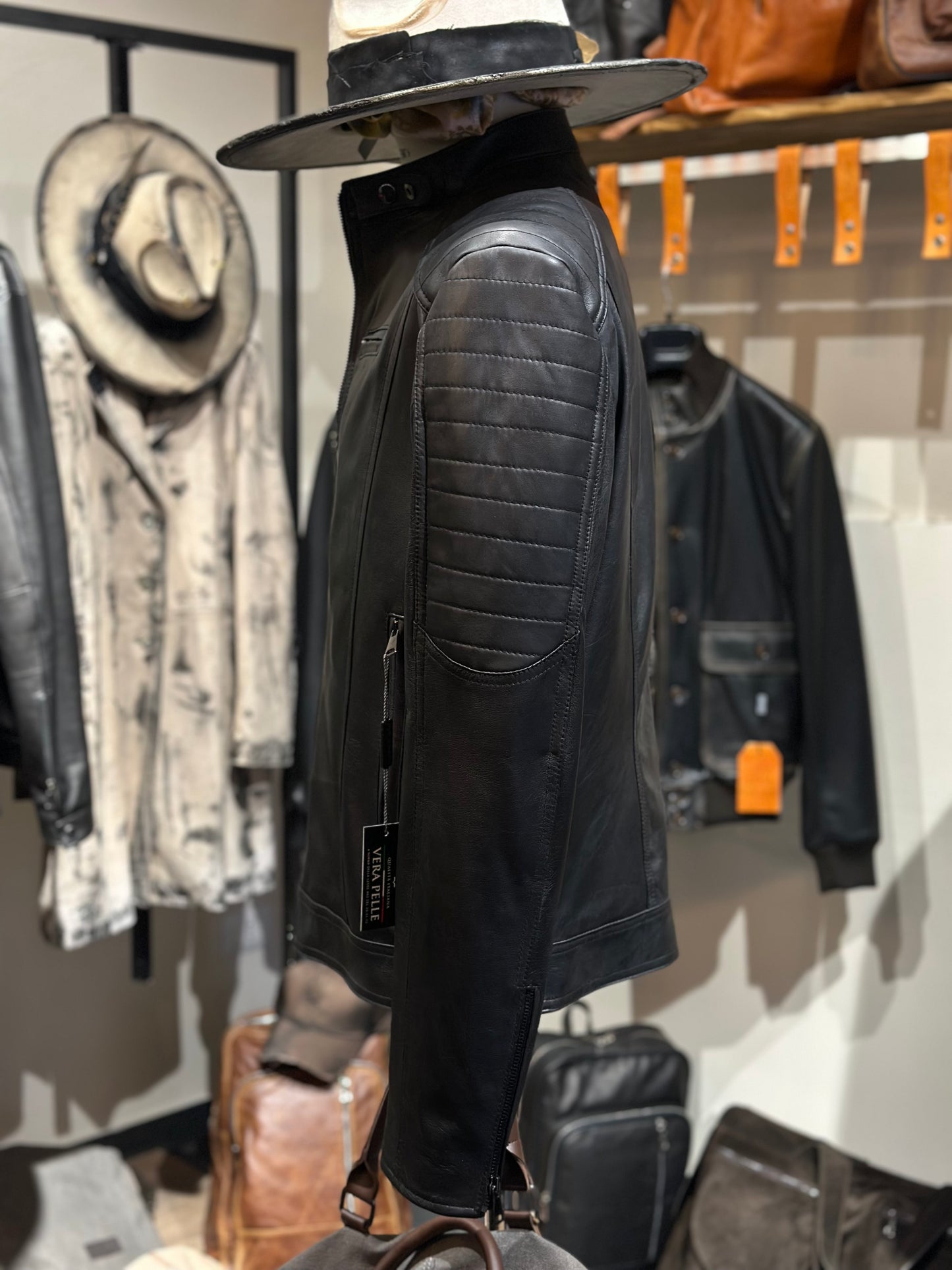 “Stallion” biker jacket in extra-soft lambskin