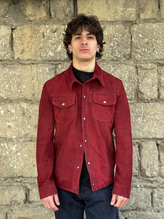 “Versante” Bordeaux suede shirt jacket
