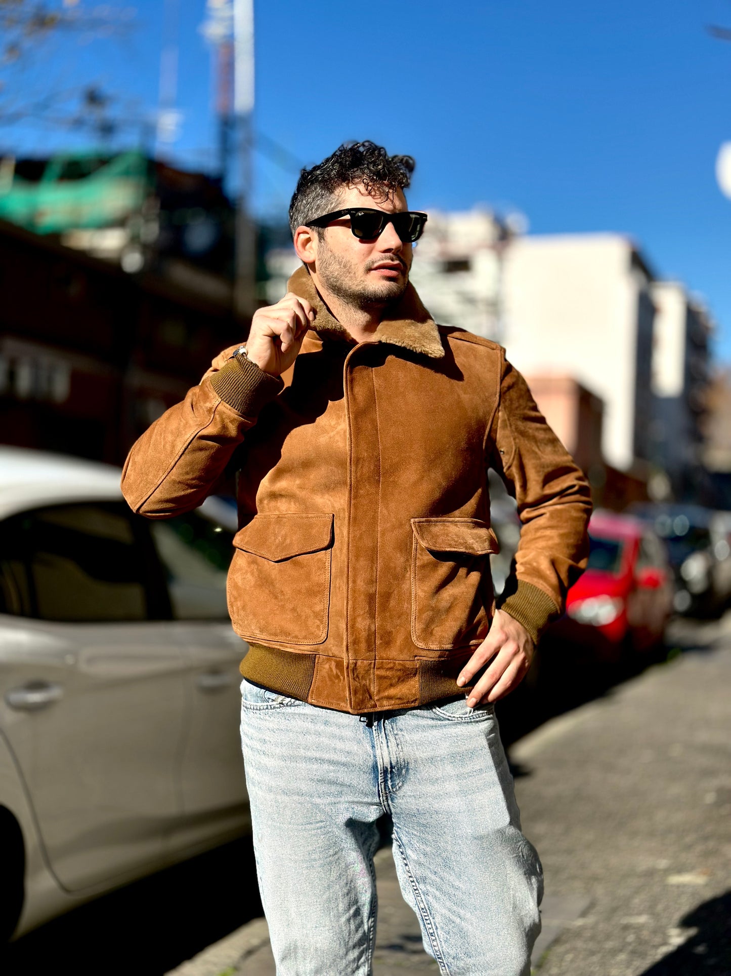 “Falconer” Suede Aviator