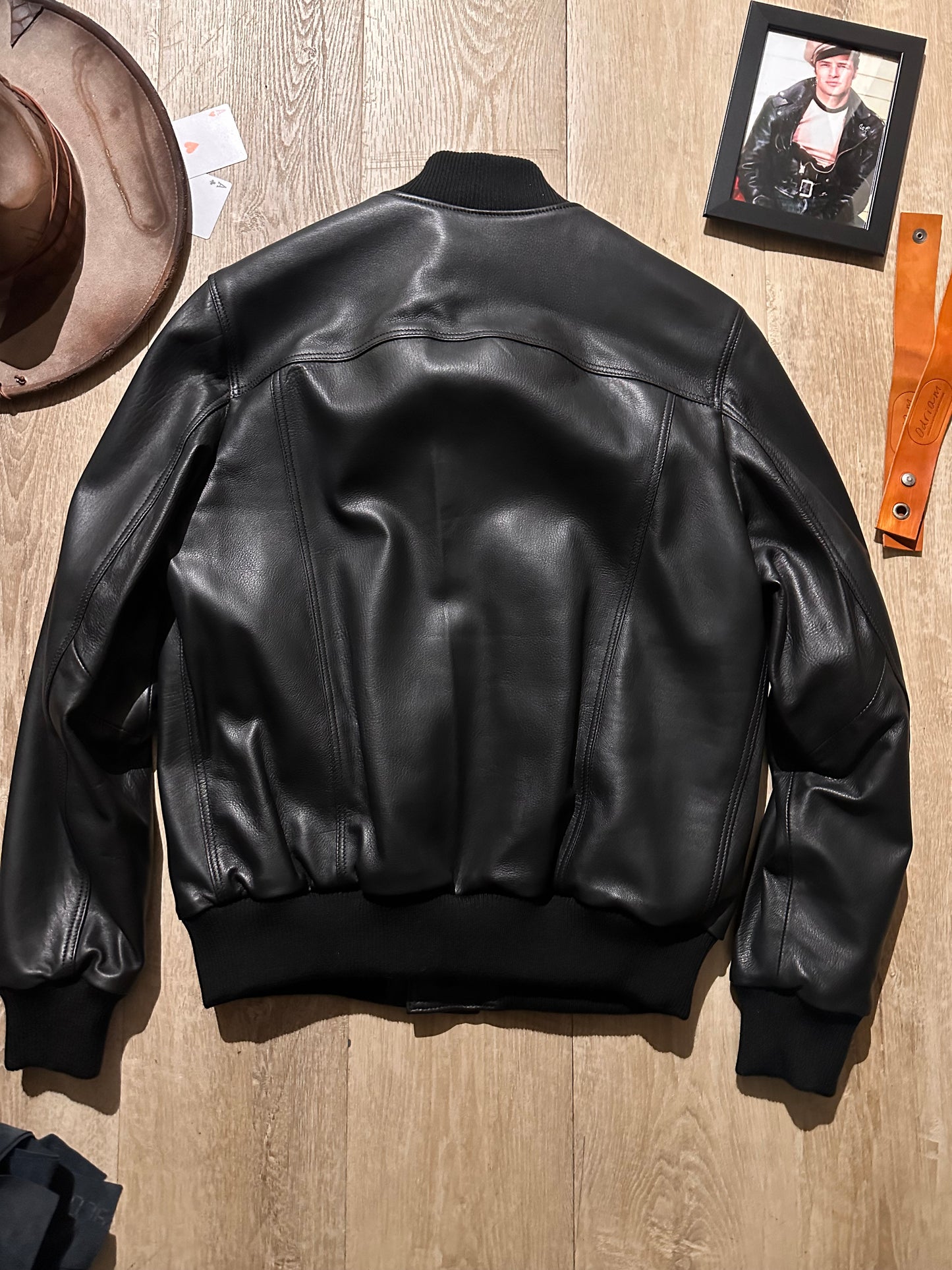 Blouson aviateur « Brera » en cuir d'agneau véritable extra doux