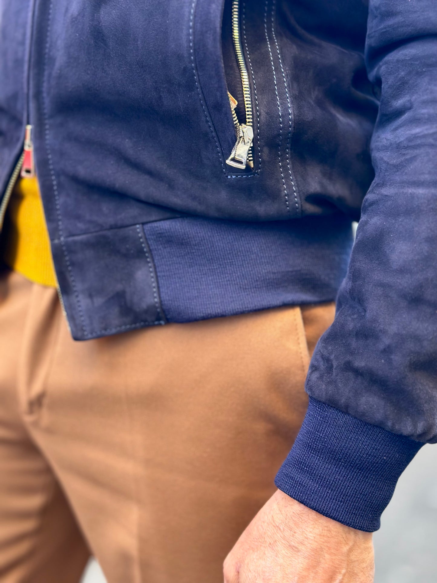 Blouson aviateur en daim « Brera » avec fermeture éclair