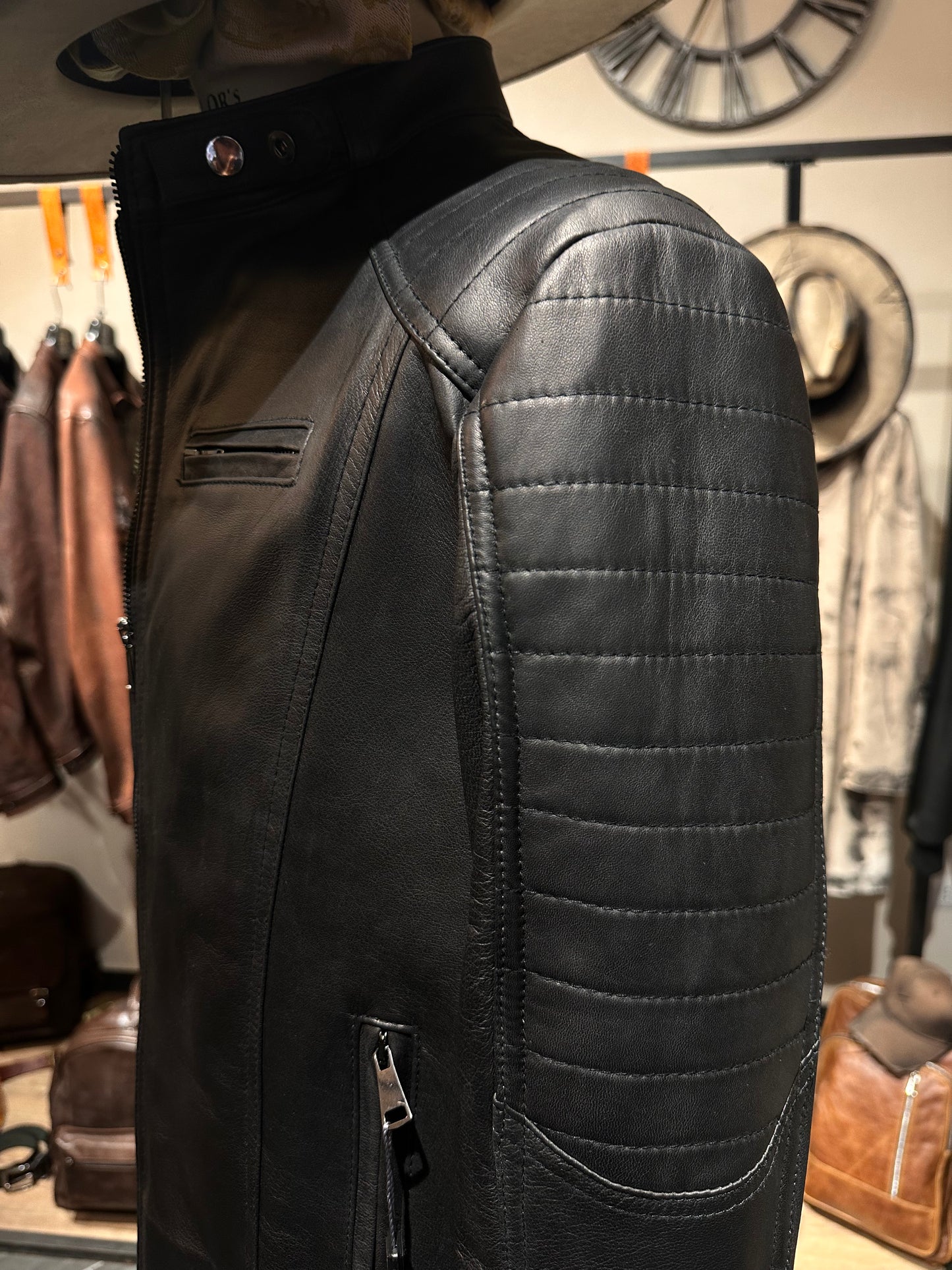 “Stallion” biker jacket in extra-soft lambskin