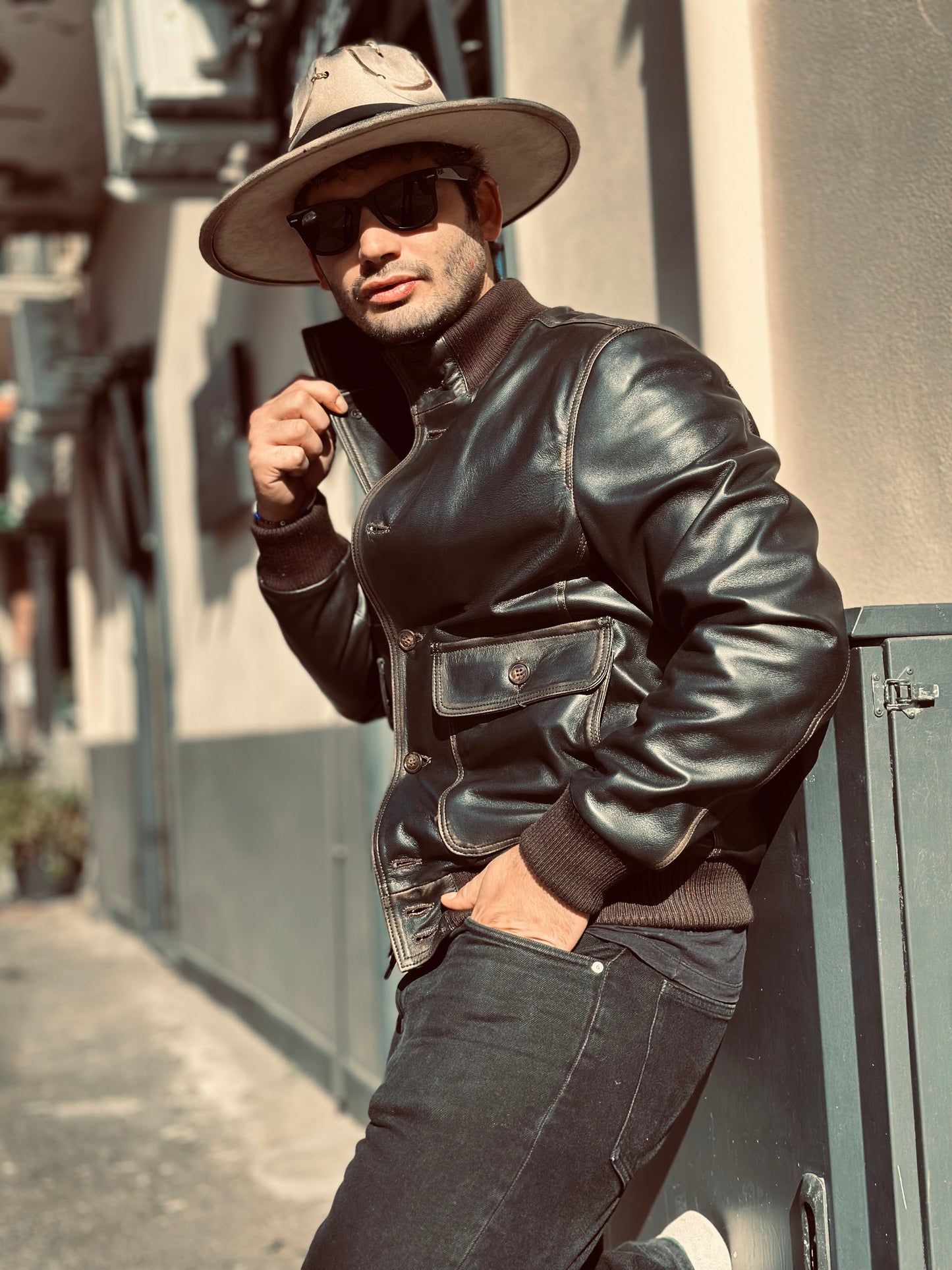 Blouson aviateur « Brera » avec boutons effet vintage