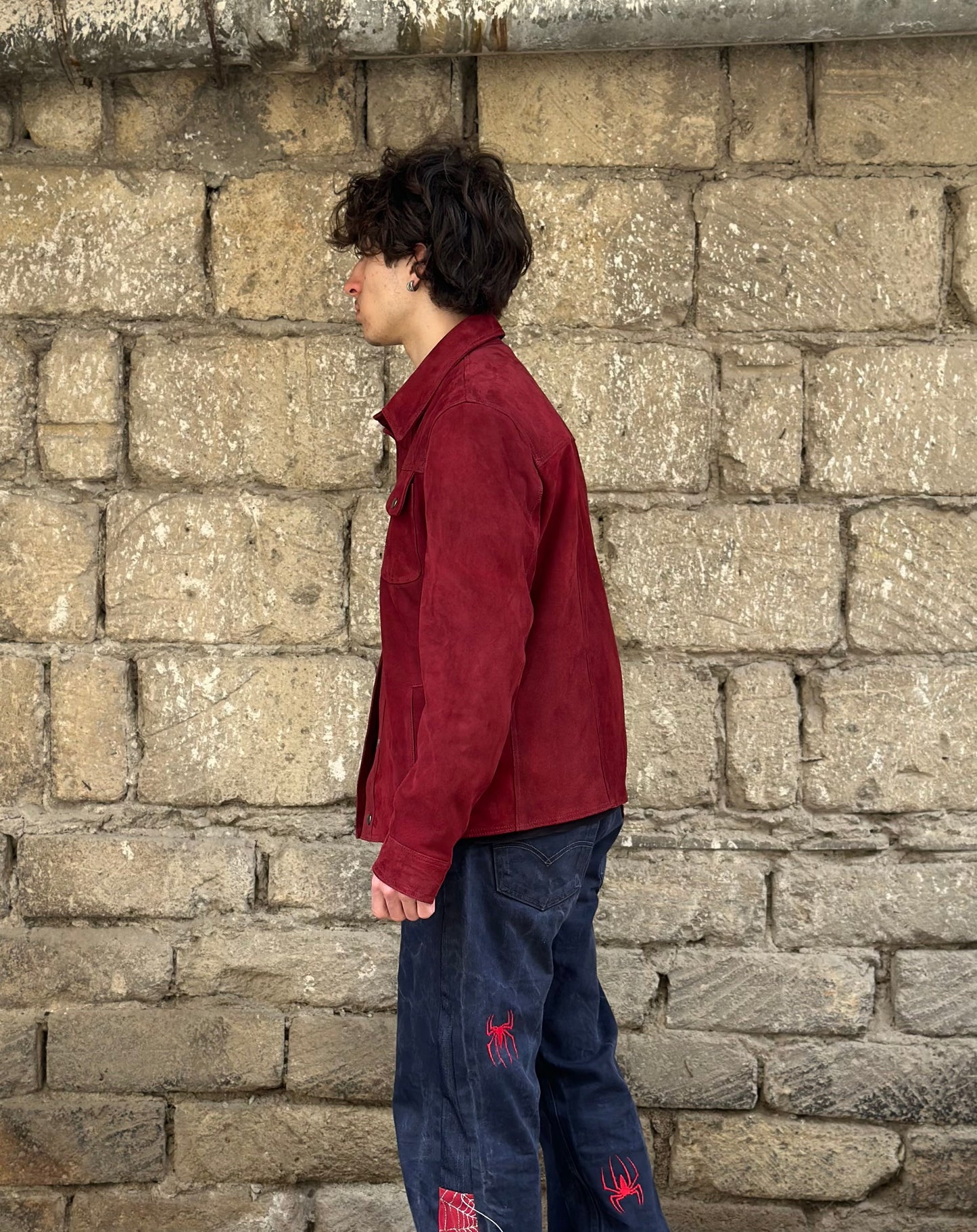 “Versante” Bordeaux suede shirt jacket