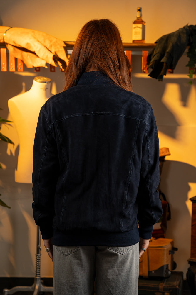 Bomber in Camoscio Donna brera Blu
