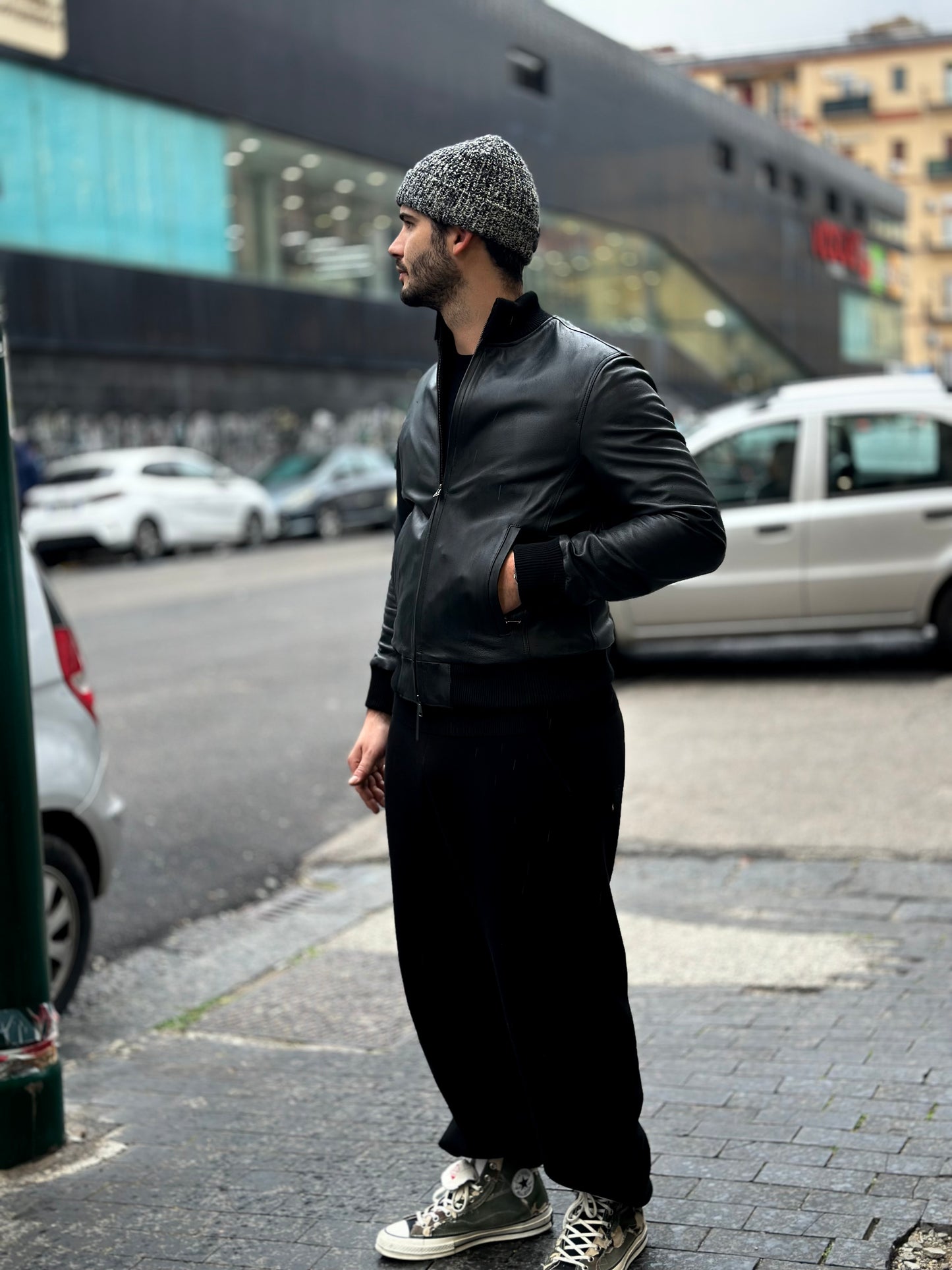 Veste en cuir d'agneau véritable extra-doux « Brera » avec fermeture éclair