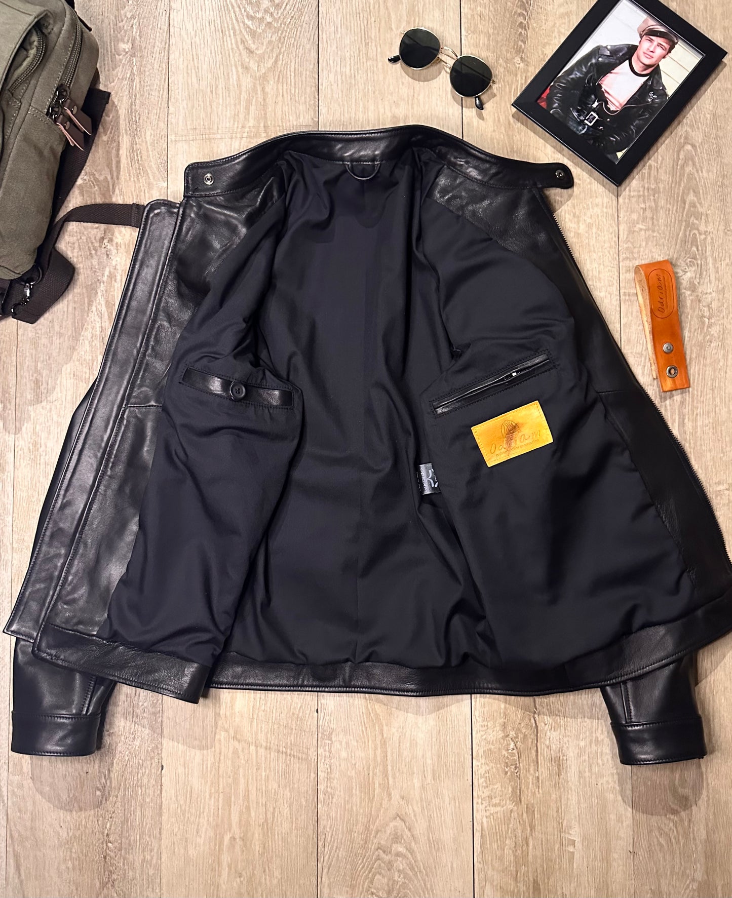 “Biker Rebel” biker in soft natural nappa leather