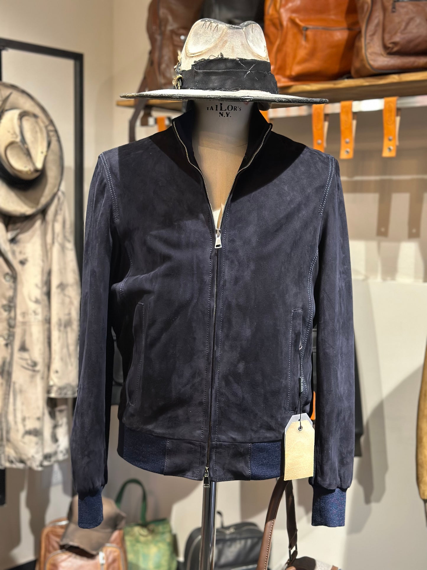 Blouson aviateur en daim « Brera » avec fermeture éclair