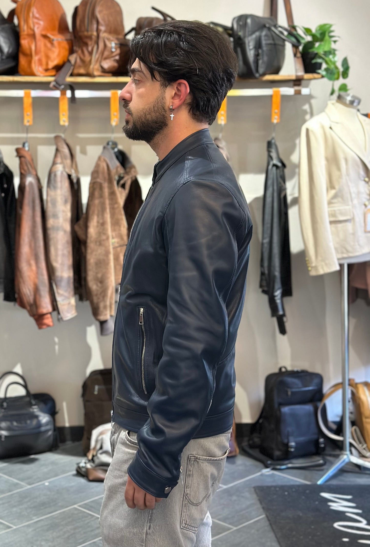 “Biker Rebel” Dark Blue Perforated