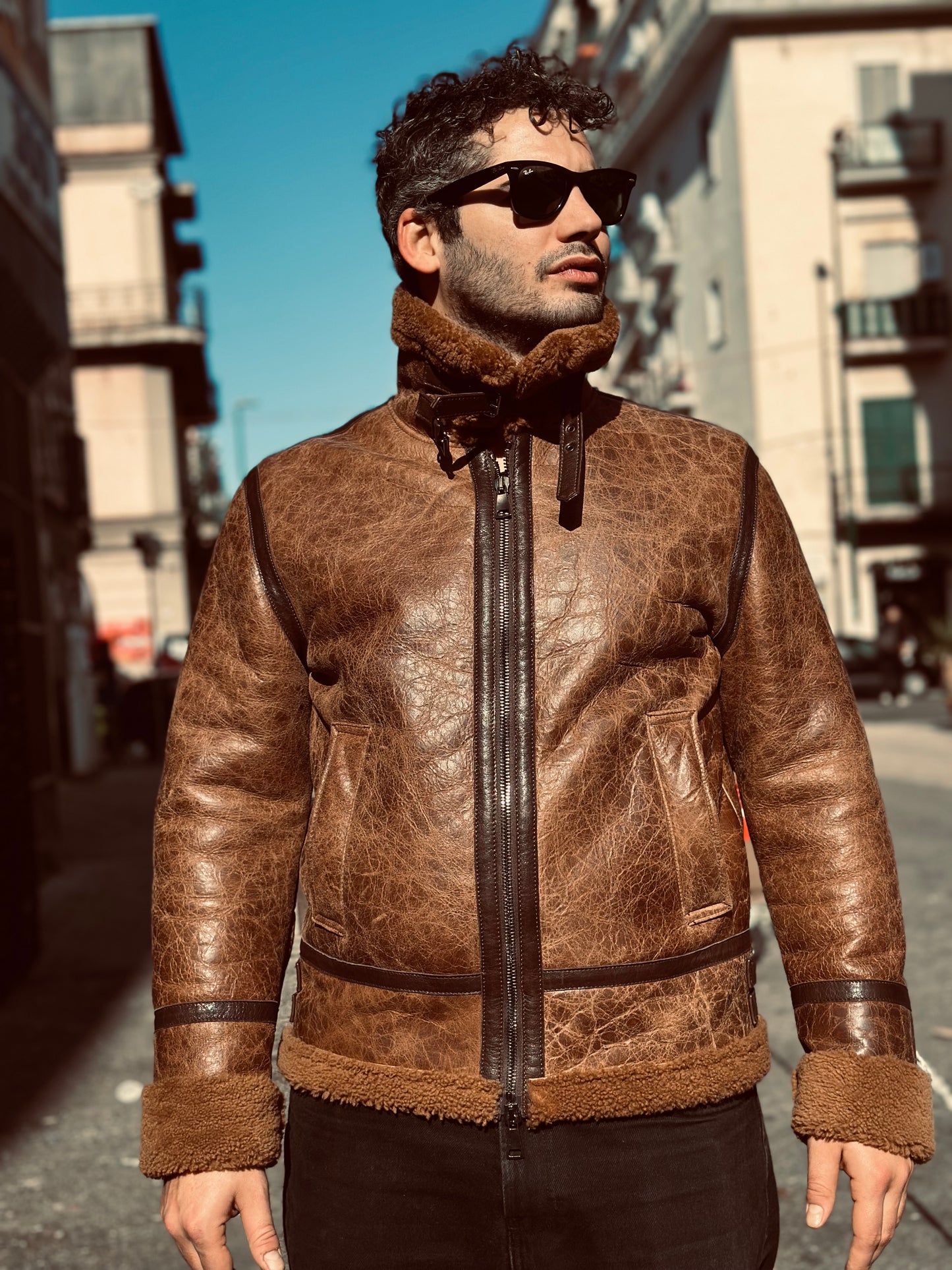 “Locatelli” Shearling with a worn-in crack effect