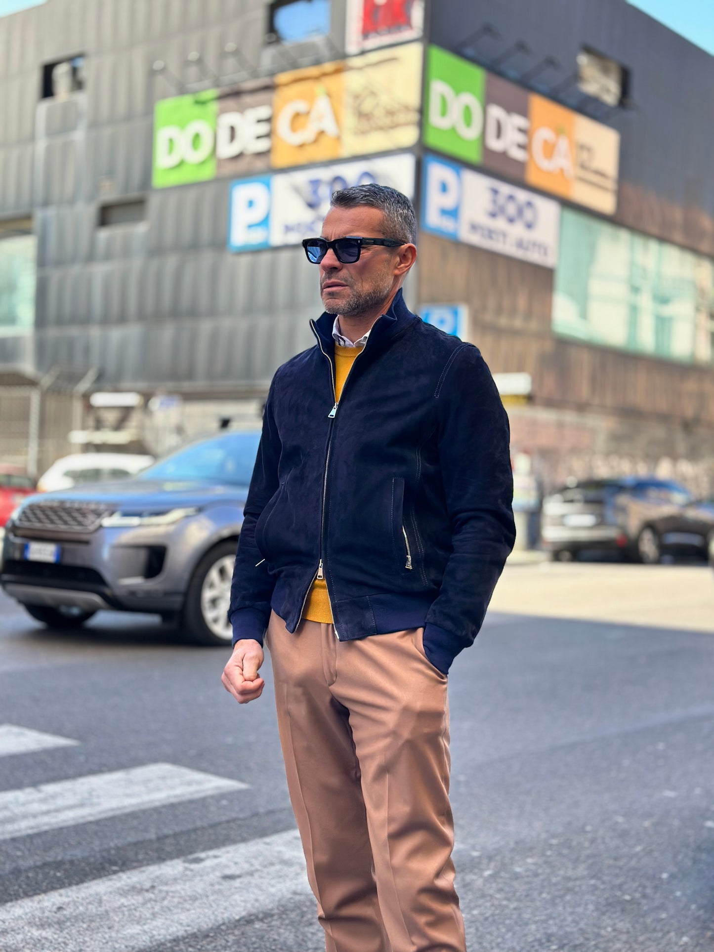 Blouson aviateur en daim « Brera » avec fermeture éclair