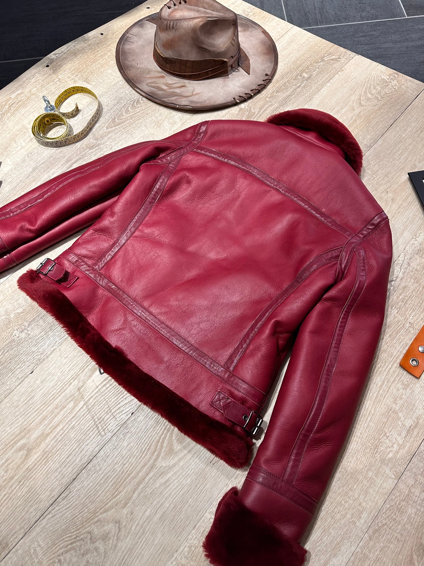 Red Velvet Shearling Sheepskin