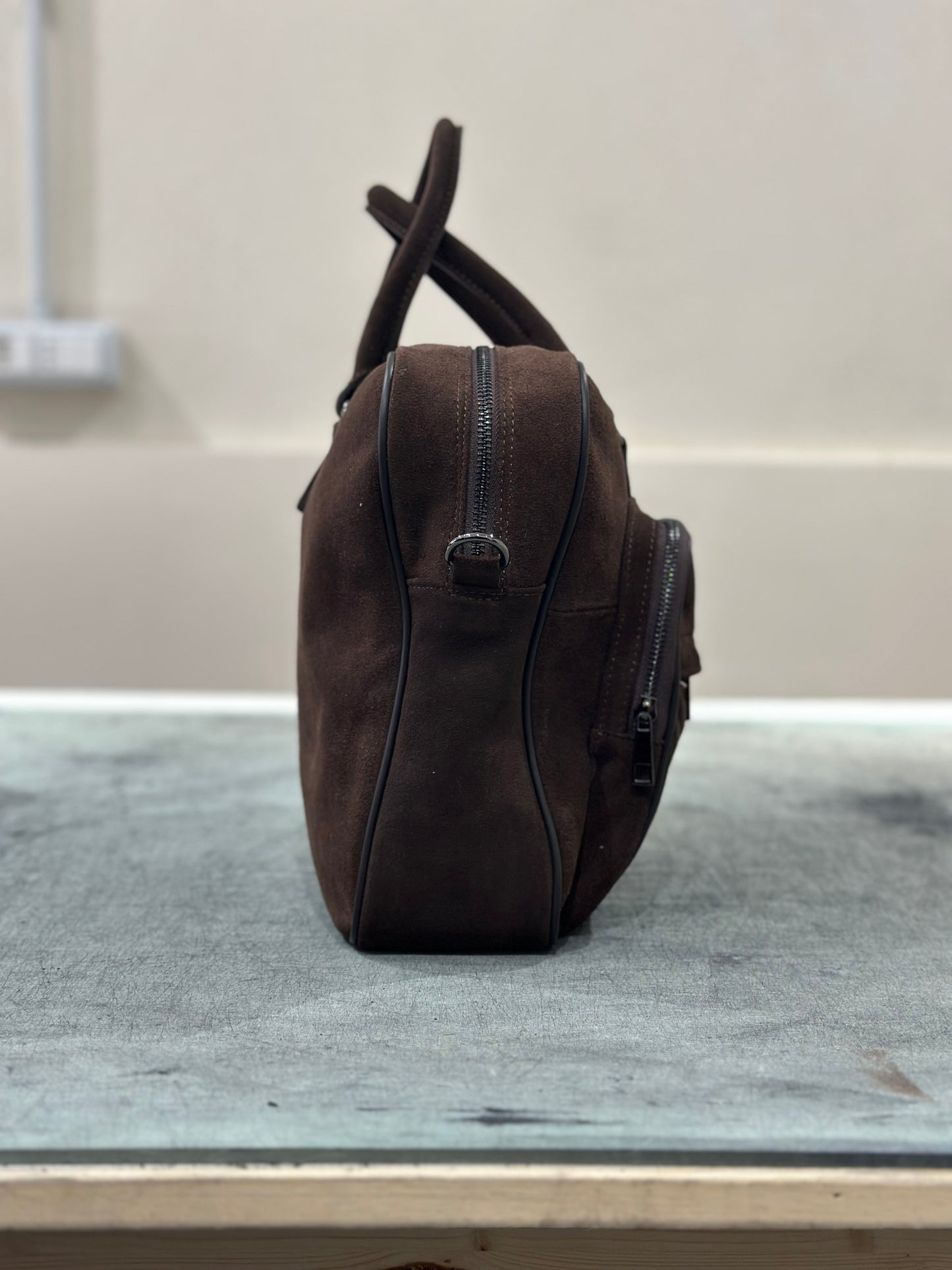 The Odriam Dark Brown Suede Briefcase Bag