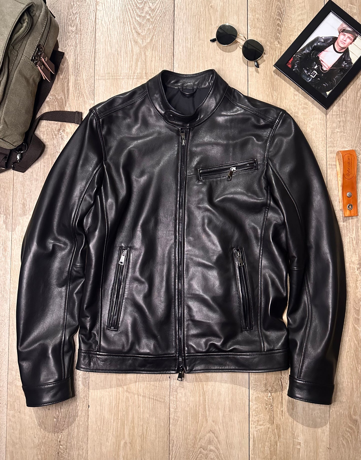 “Biker Rebel” biker in soft natural nappa leather