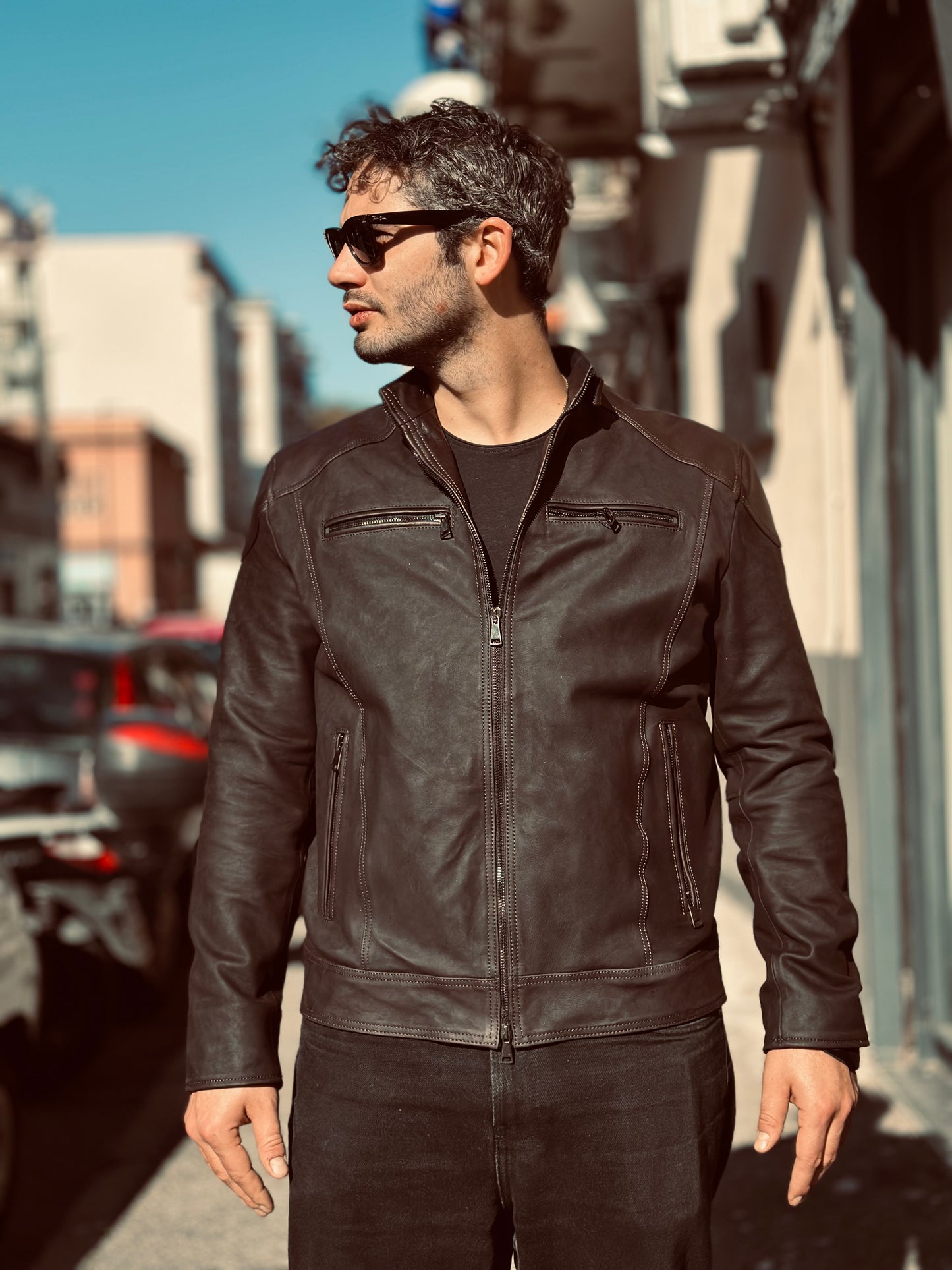 “Vireo” Jacket in genuine oiled calfskin